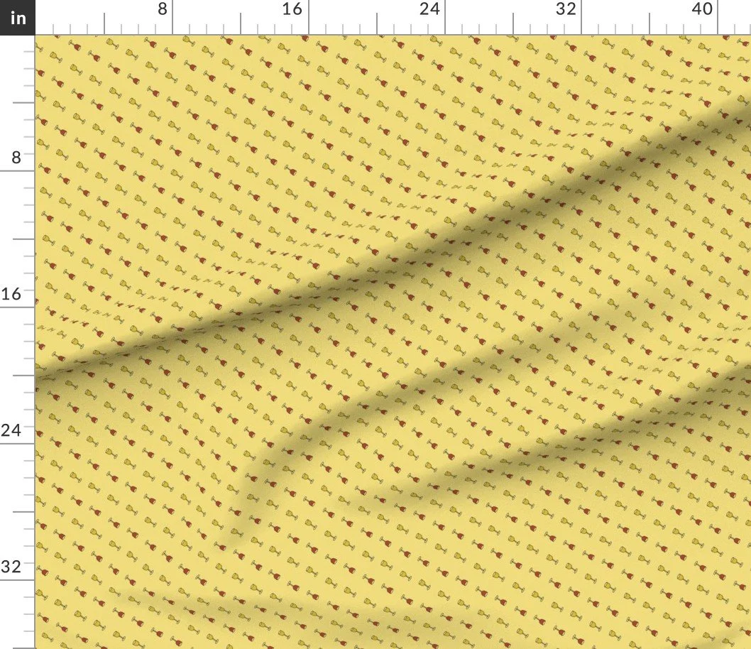 MCM Cocktail Hour Wine Glass Pattern Fabric - Gold.jpg