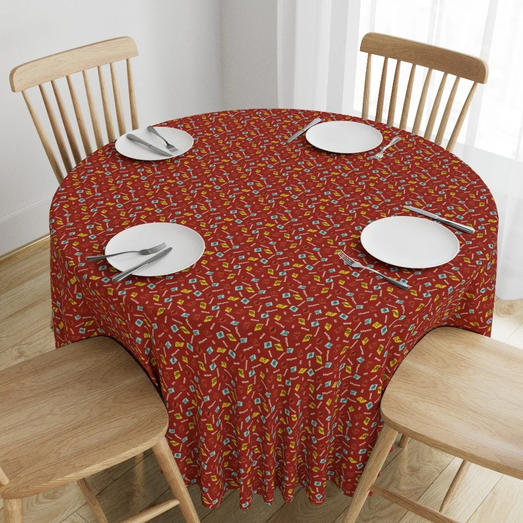 Tablecloth in MCM Kitchen Garden Herbs Botanical Fabric - Rosmary & Dill (Terracotta).jpg