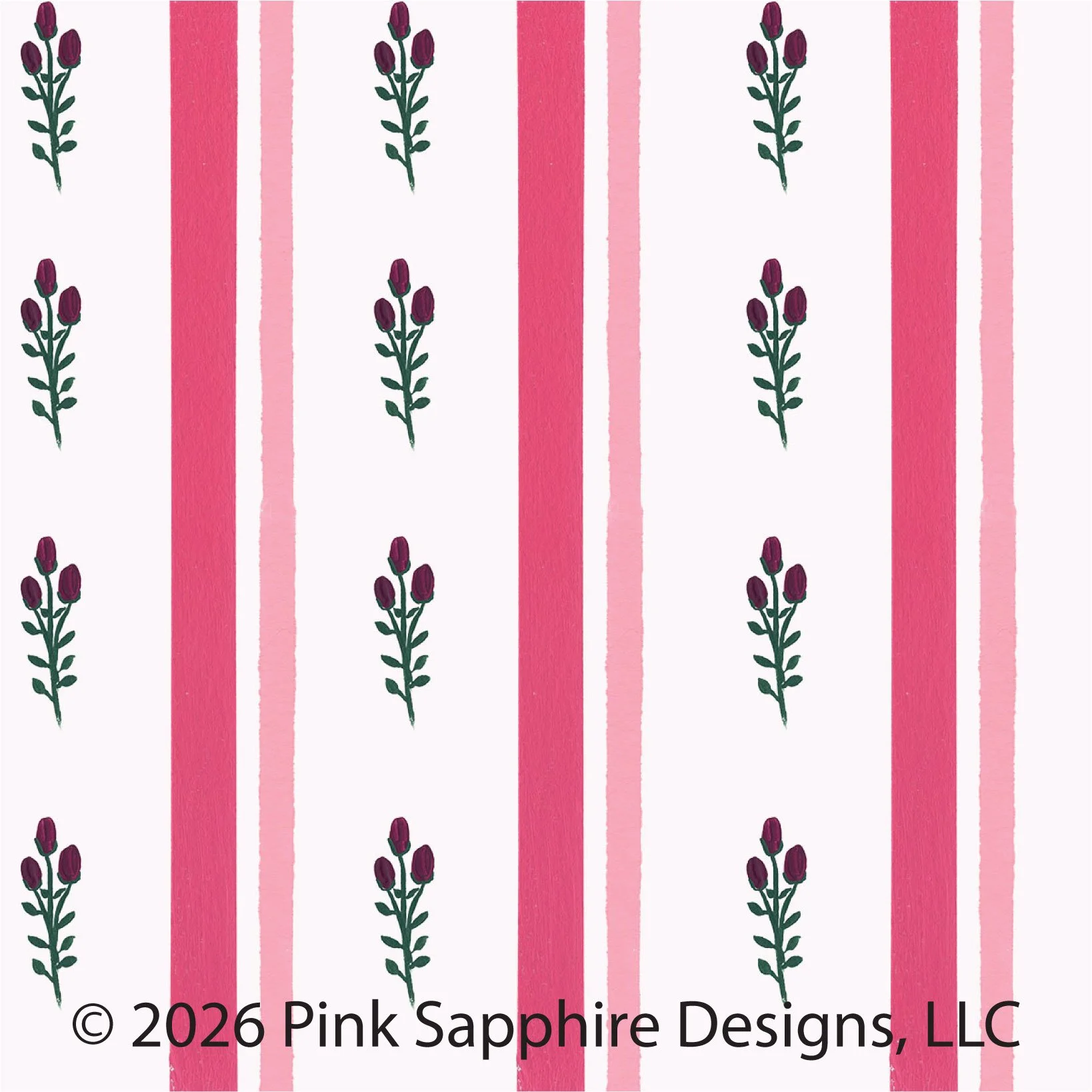 Rosebud Stripe - Light Lavender