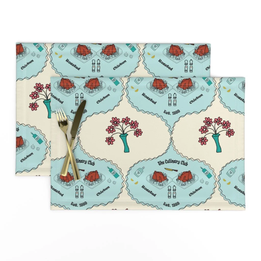 Placemat in MCM Roasted Chicken & Flower Ogee Pattern (Ivory).jpg