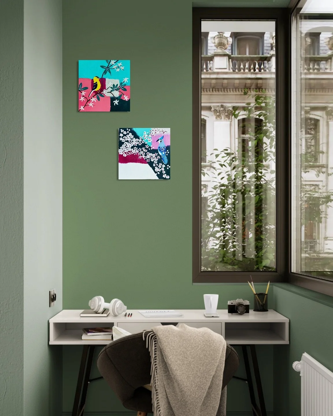 Vibrant Winter & Nature's Quilt - Original Paintings (Set of 2)