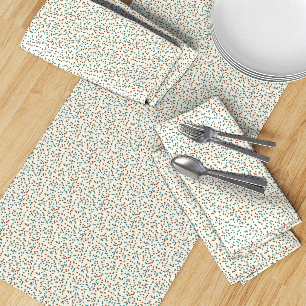 Table Runner & Napkins in Colorful Peppercorn Dot Pattern - Modern Kitchen Blender (Ivory).jpg