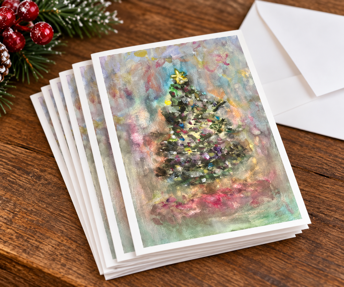 Impressionist Christmas Tree Greeting Cards.png
