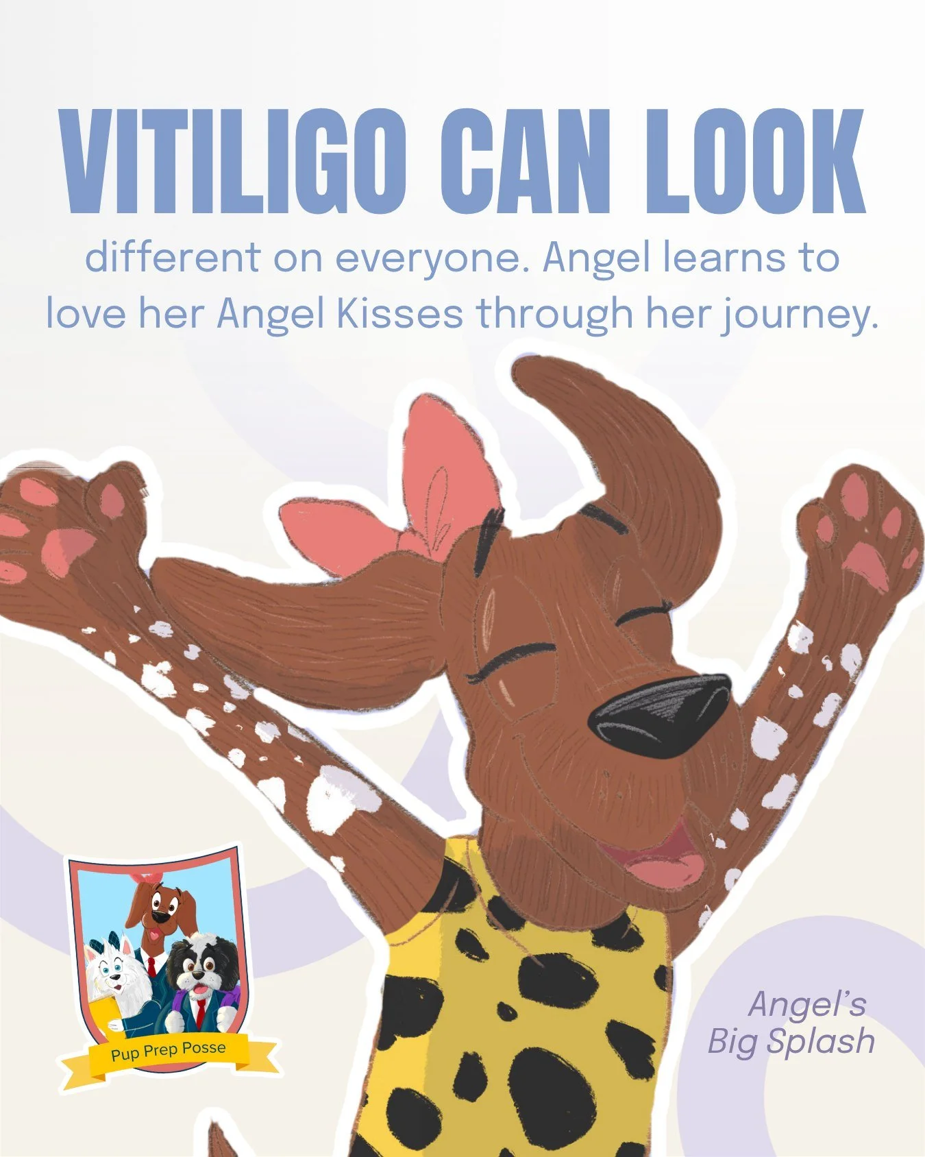 Angel was nervous about her white patches&hellip; until she learned they made her a puppy masterpiece. 🐾

You can learn all about Angel and be a part of the Pup Prep Posse by reading my book, Angel's Big Splash, available on Amazon and through the l