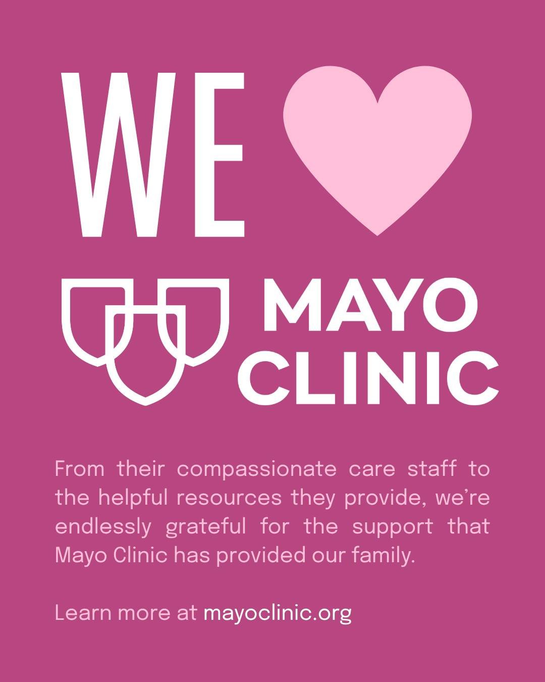 When you're faced with an unexpected diagnosis, having reliable guidance and healthcare makes a huge difference.

We&rsquo;re incredibly grateful for @mayoclinic and the way they&rsquo;ve helped lay out a clear path forward around treatment options, 