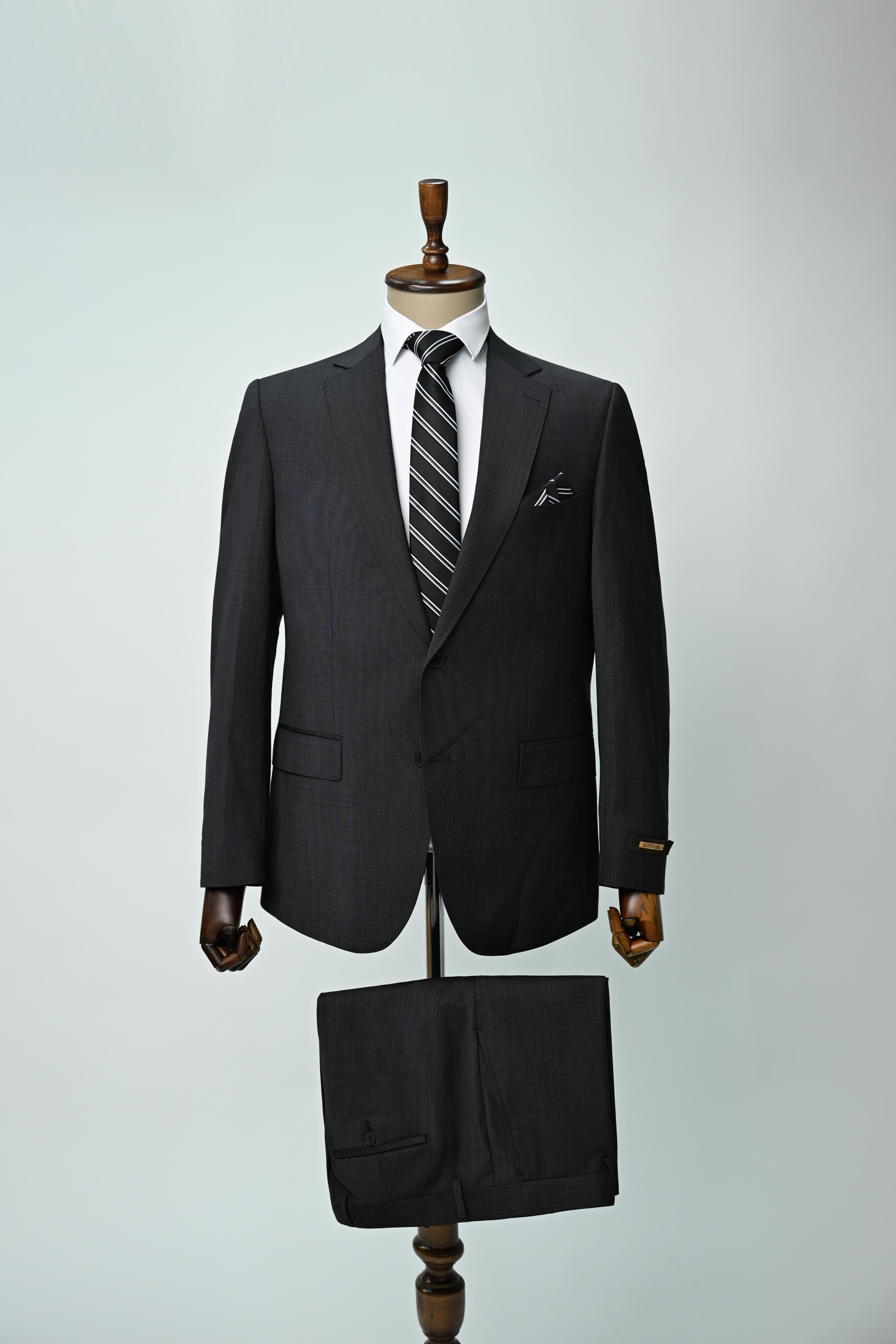 Business Anzug mit Feinem Muster Dunkelgrau