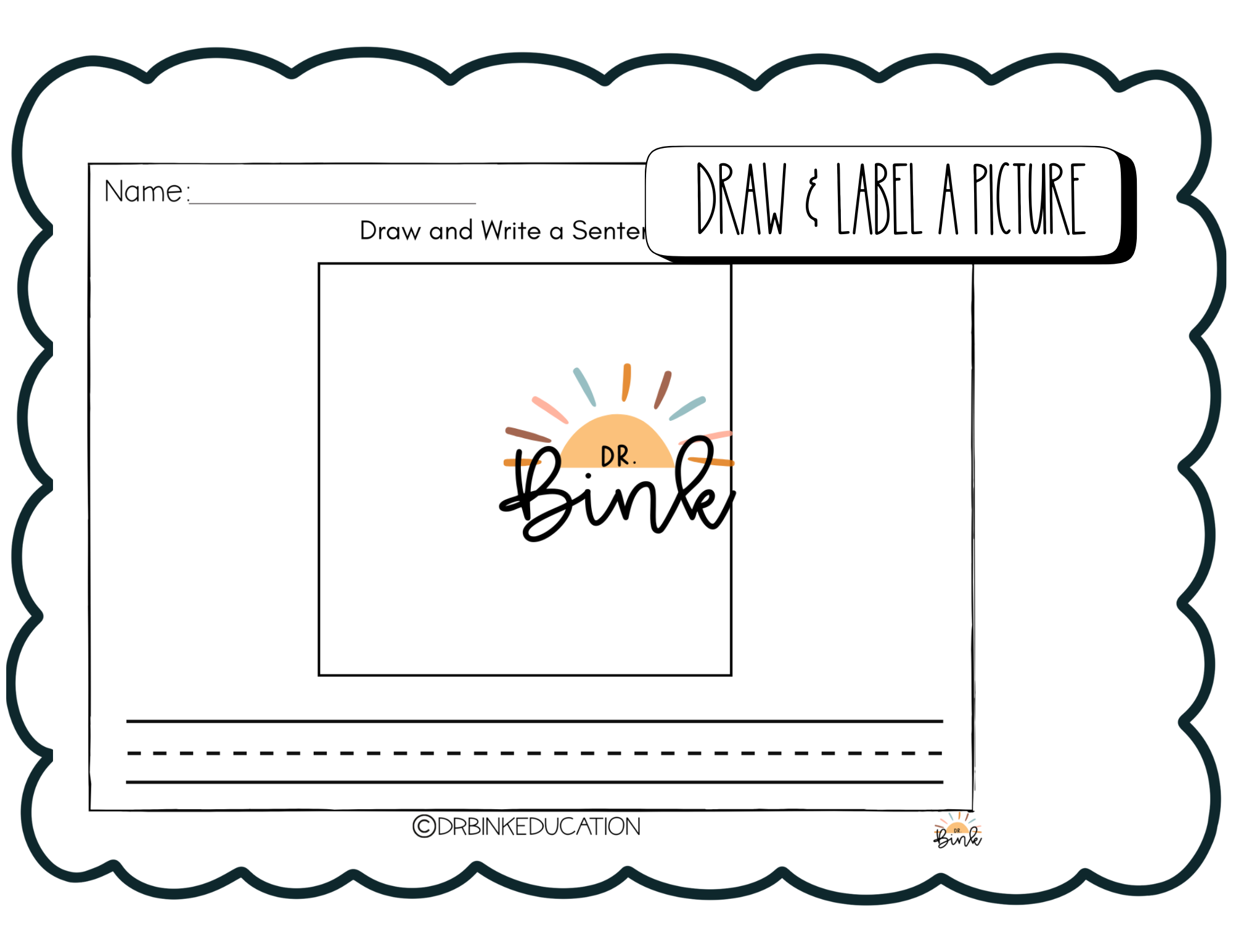 Draw and Write a Sentence Worksheet | Kindergarten Writing Center