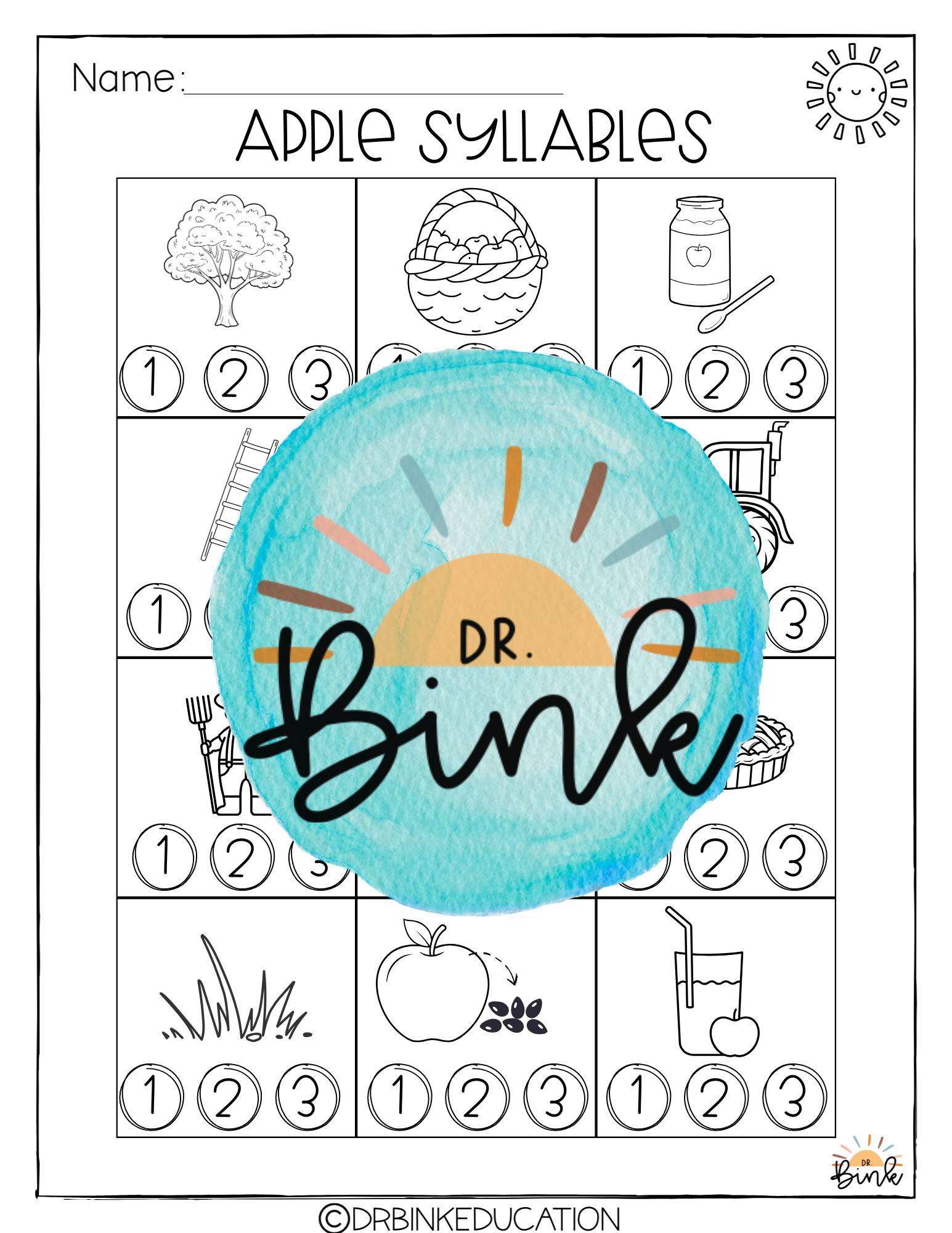 Year Long Syllables Bundle Worksheets | Phonics Practice No Prep