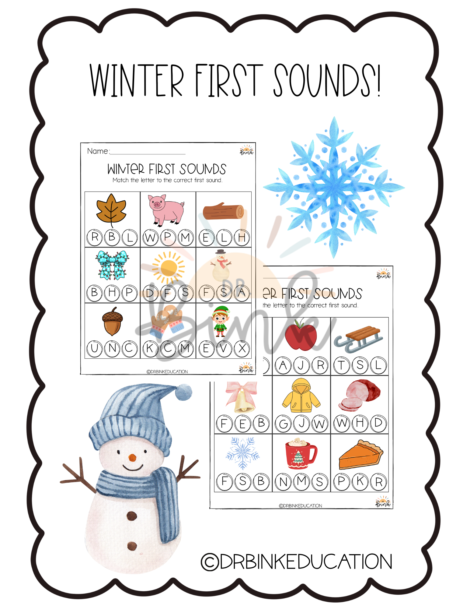Winter Sounds Bundle Worksheets | Phonics Practice | No Prep