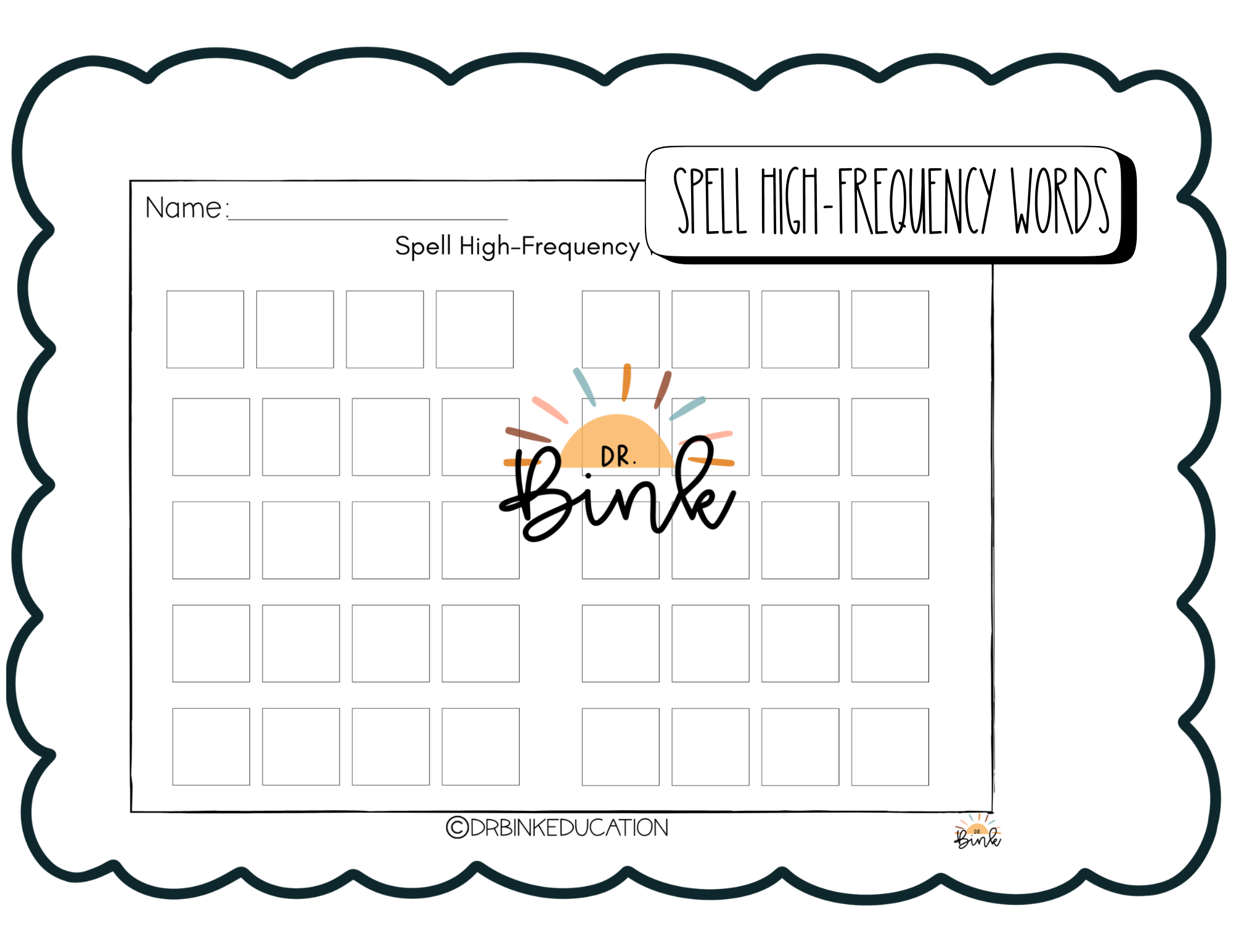 High Frequency Word Spelling Letter Boxes | No Prep