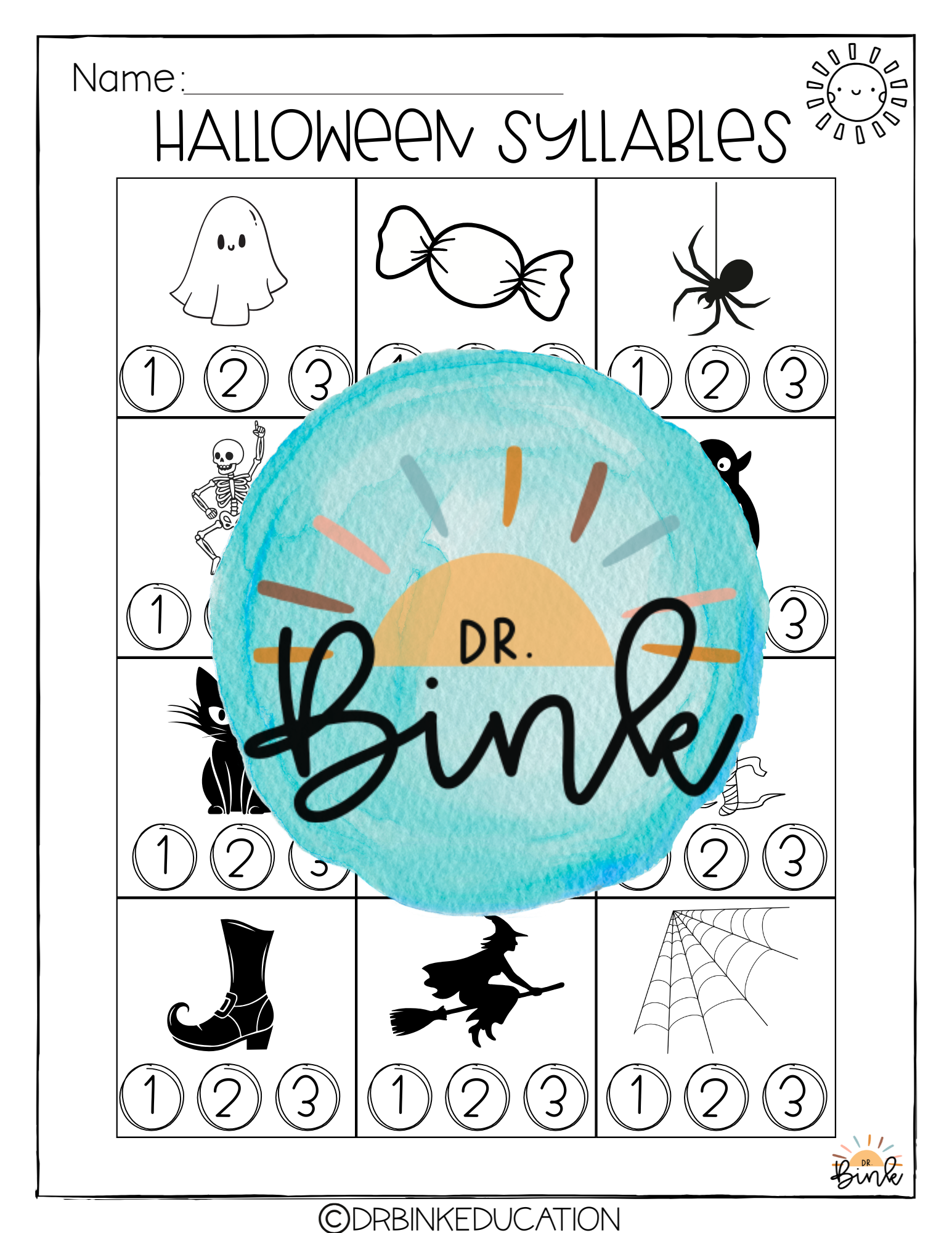 Halloween/Spooky Syllables Worksheet