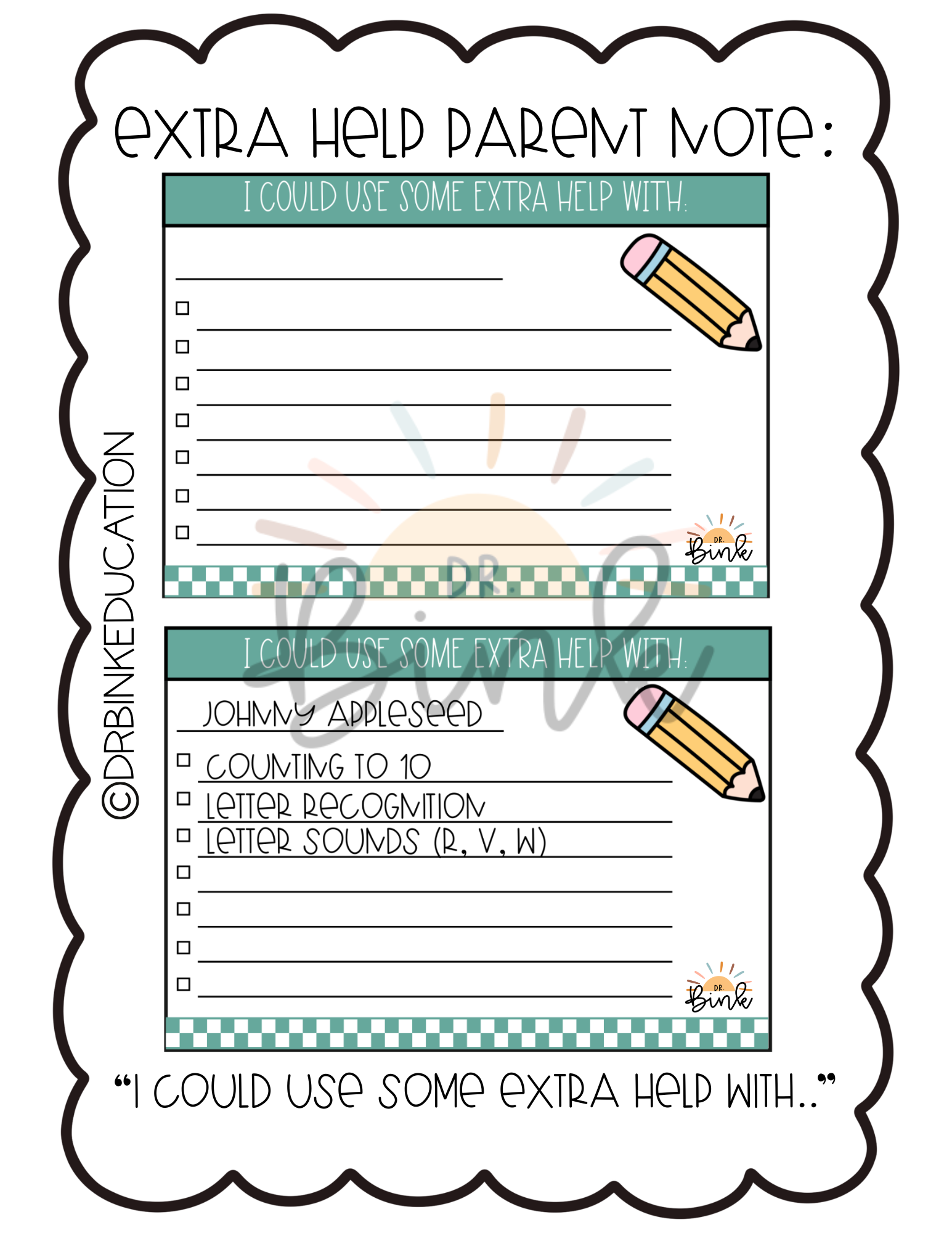 Parent Note Extra Help Request | Homework Support Letter No Prep