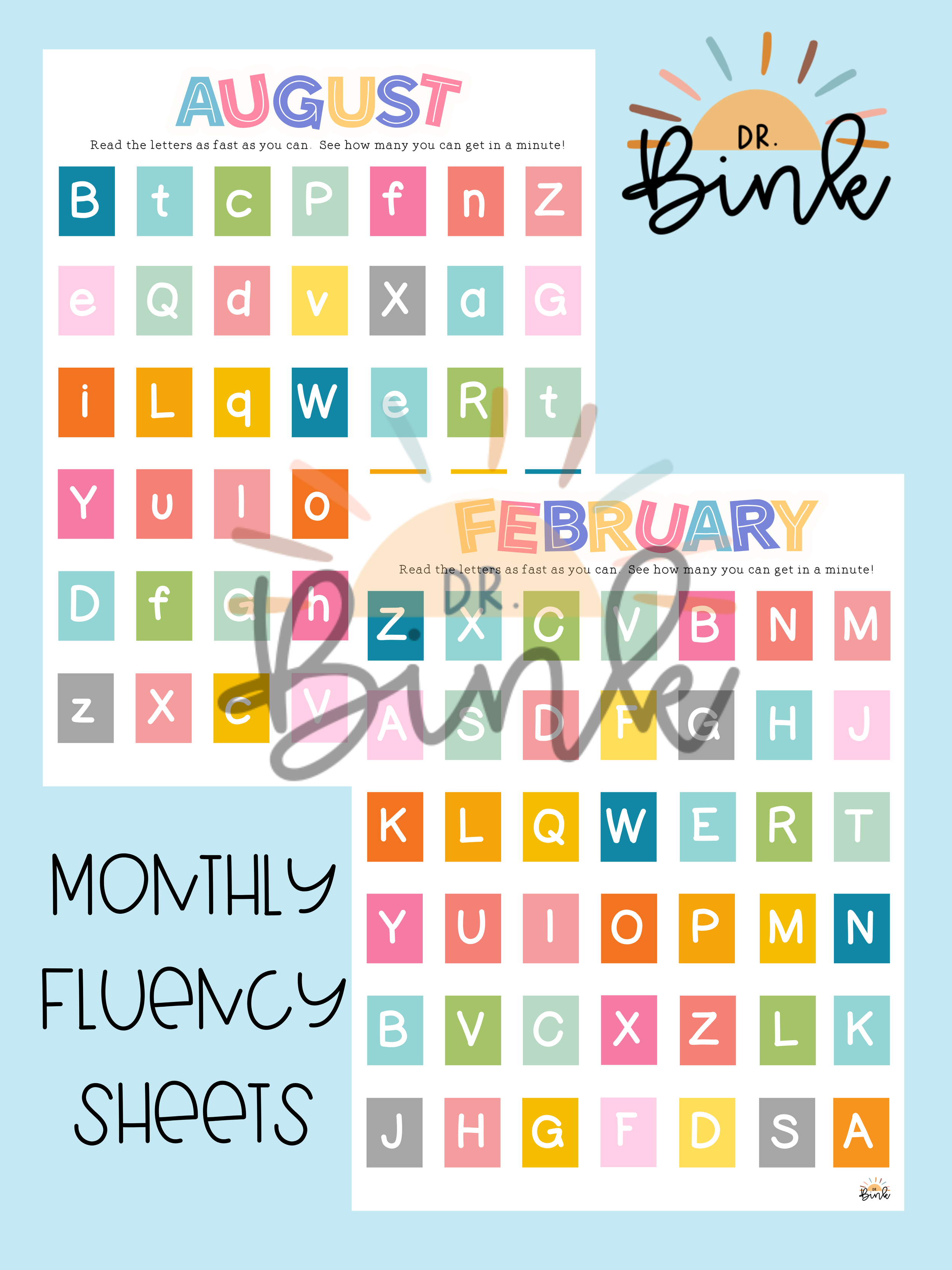 Monthly Letter Fluency Sheets!