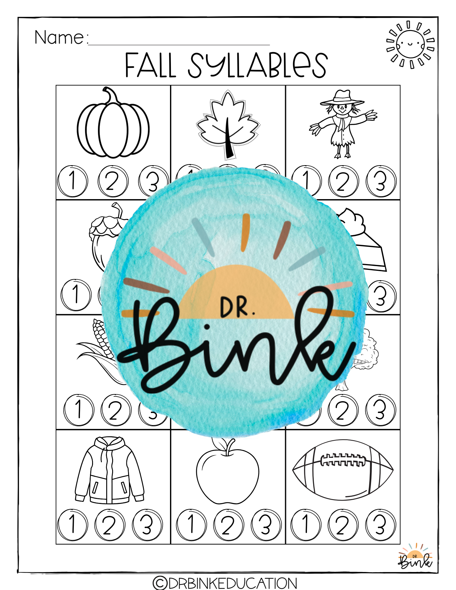 Fall Syllable Worksheet