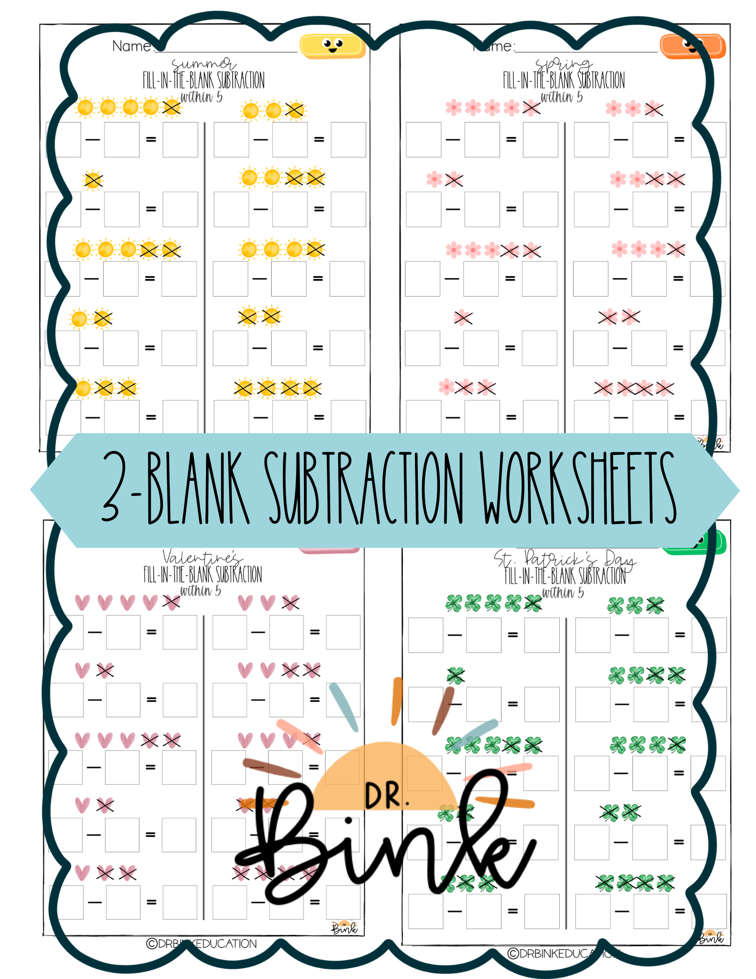 3-Blank Subtraction Worksheet