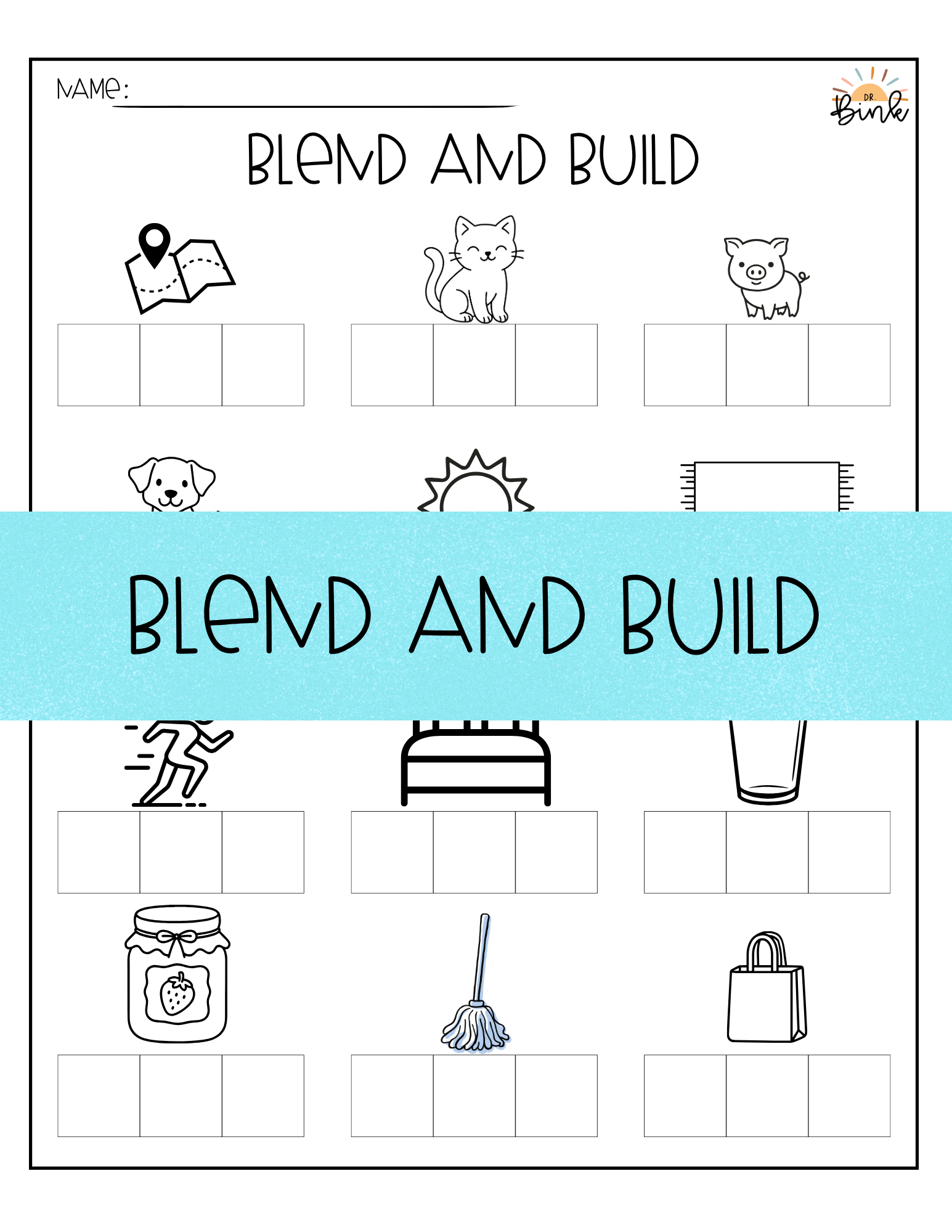 CVC Word Building Worksheets | Blend & Build CVC Words | Kindergarten Phonics