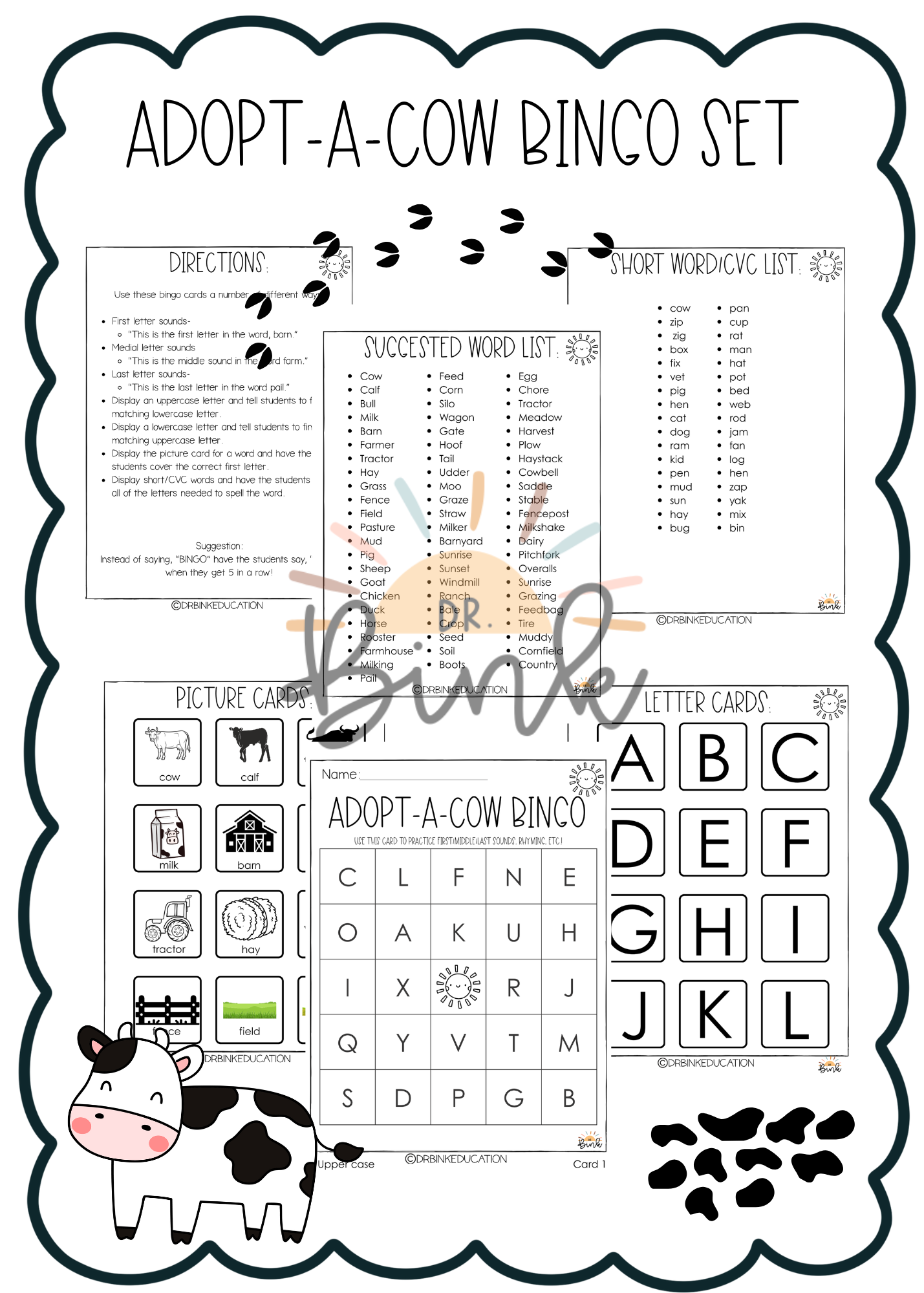 Adopt-a-Cow Bingo Set