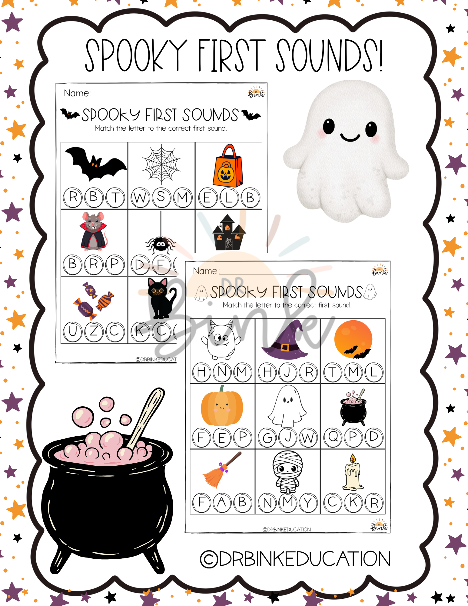 Spooky Sounds Bundle Worksheets | Beginning Middle Ending | No Prep