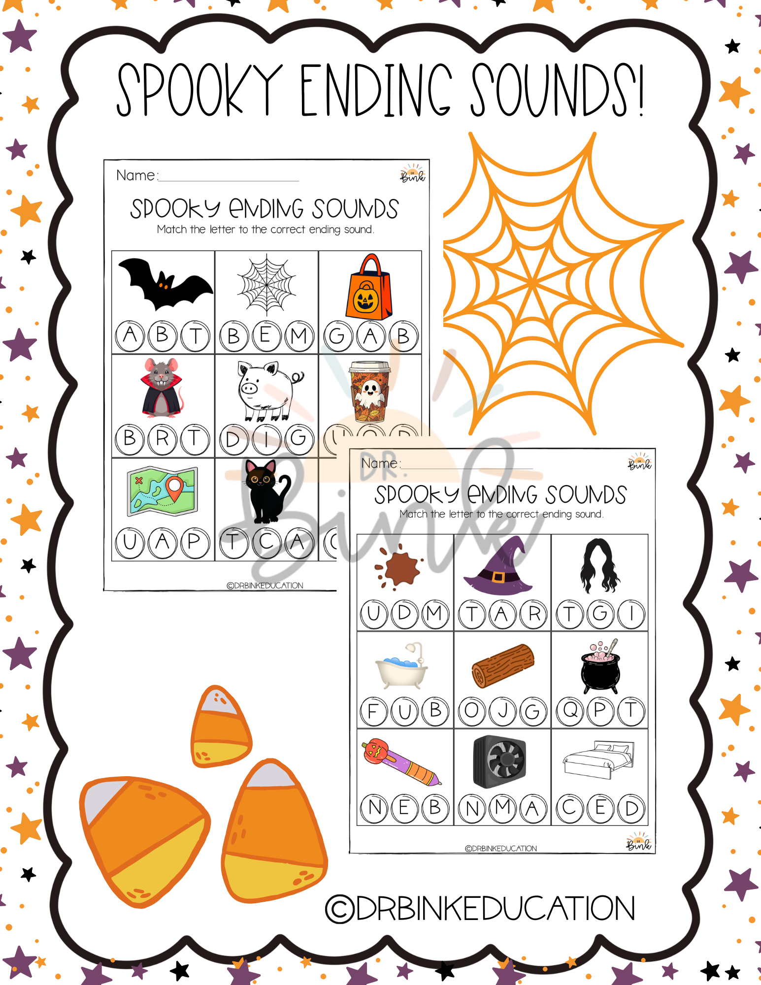 Spooky Ending Sounds Worksheets | Phonics Practice | No Prep