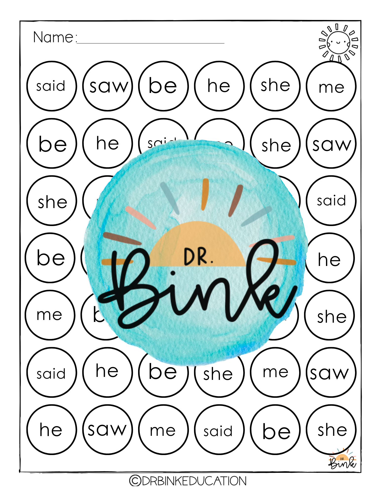 High Frequency Word Bubbles | 95 Phonics Lessons 1–8 | No Prep Literacy Activity