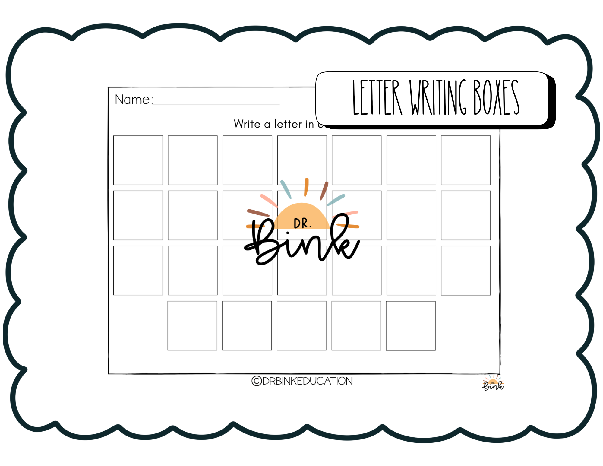 Letter Writing Boxes Worksheet | Handwriting Practice | No Prep