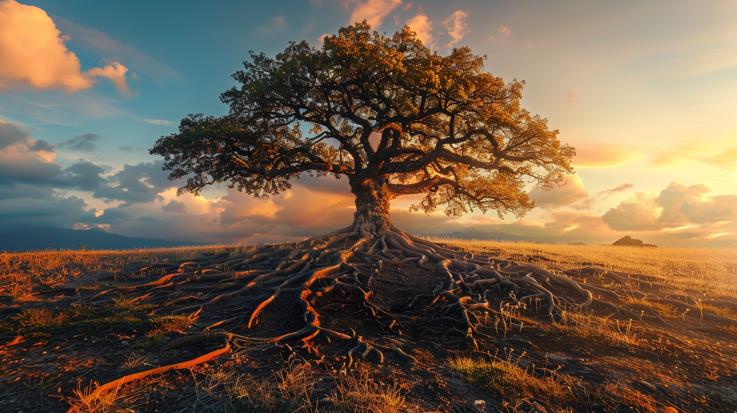 Ancient tree with deep roots symbolizing growth and healing at Heart Strings Counseling and Consulting