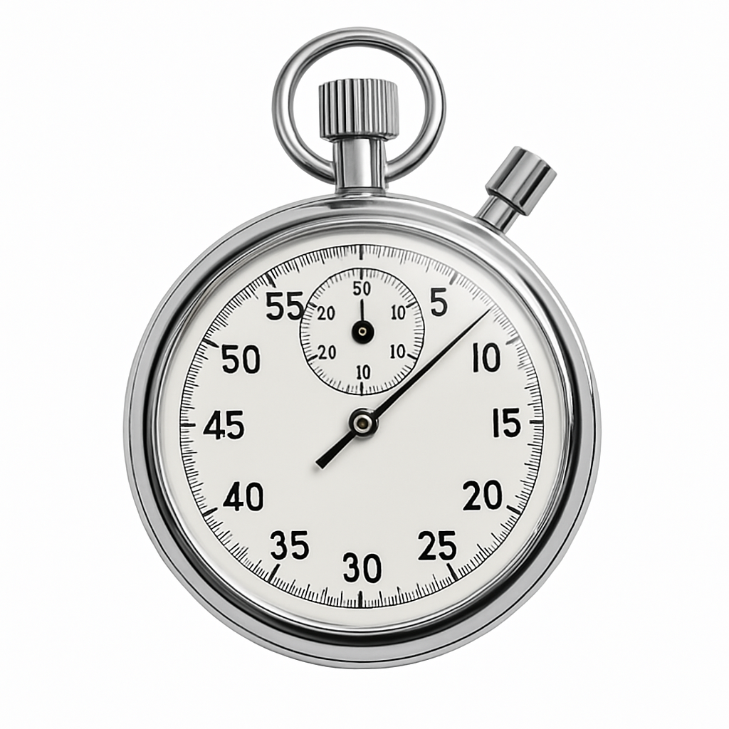 Silver stopwatch showing 7.8 seconds.