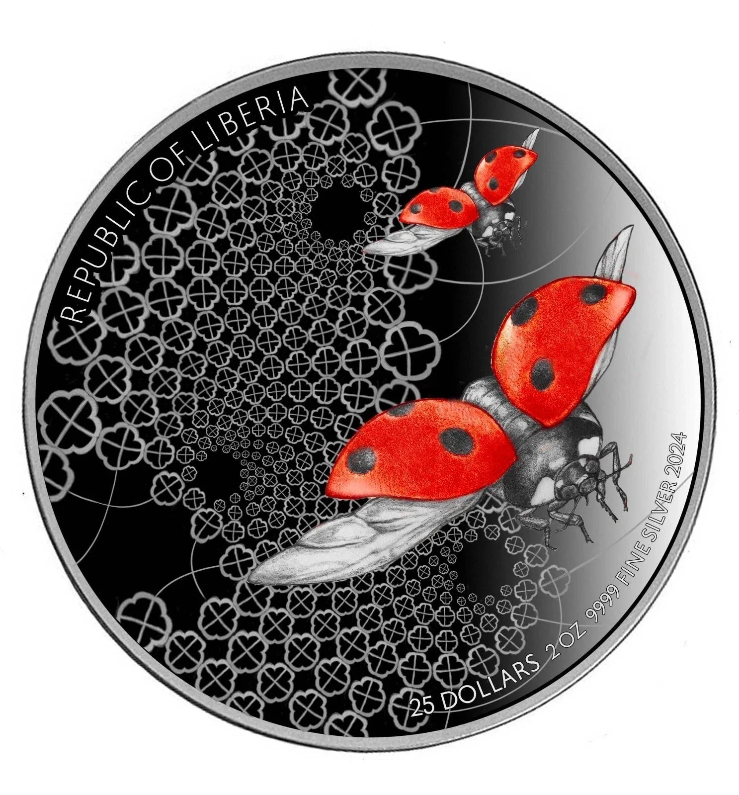 Liberia Entoma Lady Bird 2 oz Silver Coin (Variants)