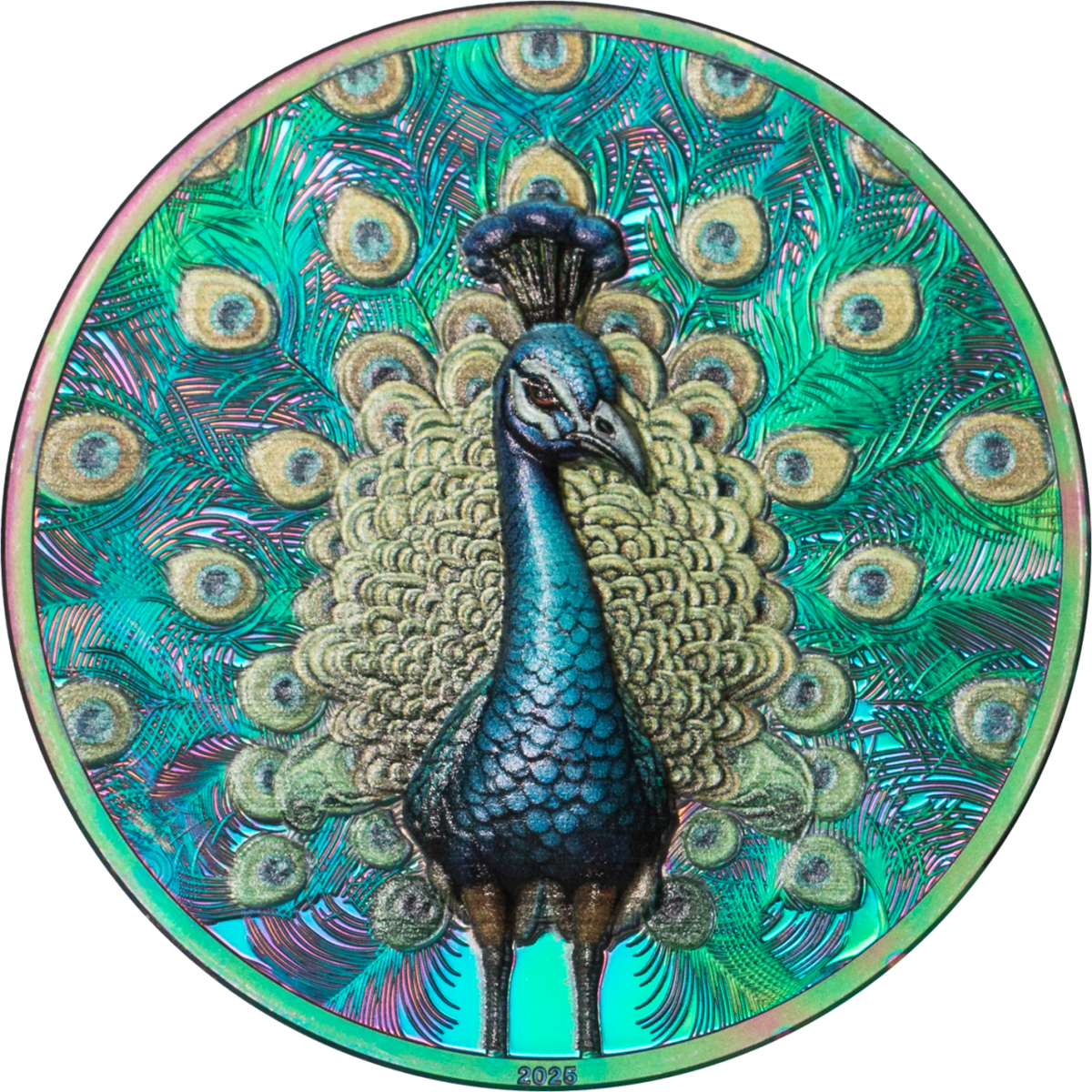 GR-Reserve-2025-Cook-Islands-Spectrum-Peacock-1-oz-Silver-Colorized-Proof-Coin-Front.webp
