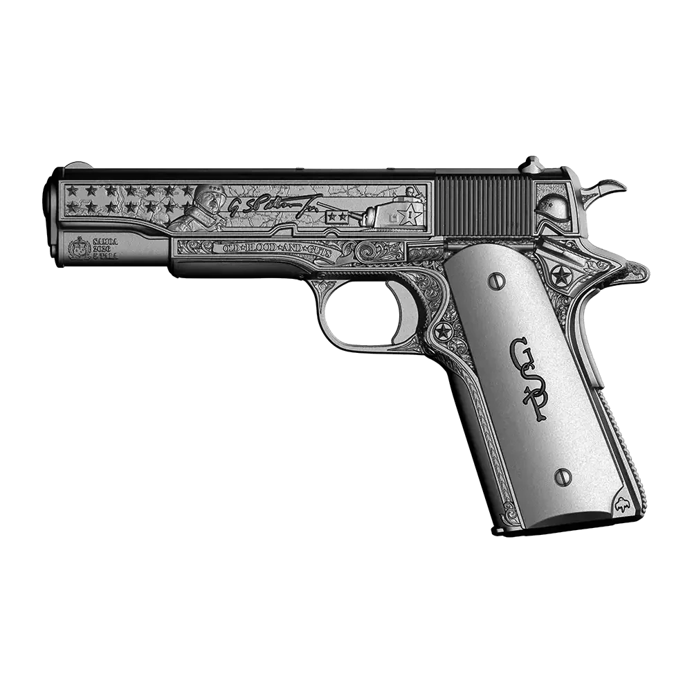 2026-Samoa-1911-General-Pattons-Pistol-2-oz-Silver-3D-Shaped-Antiqued-High-Relief-Coin-GR-Reserve-Back.webp
