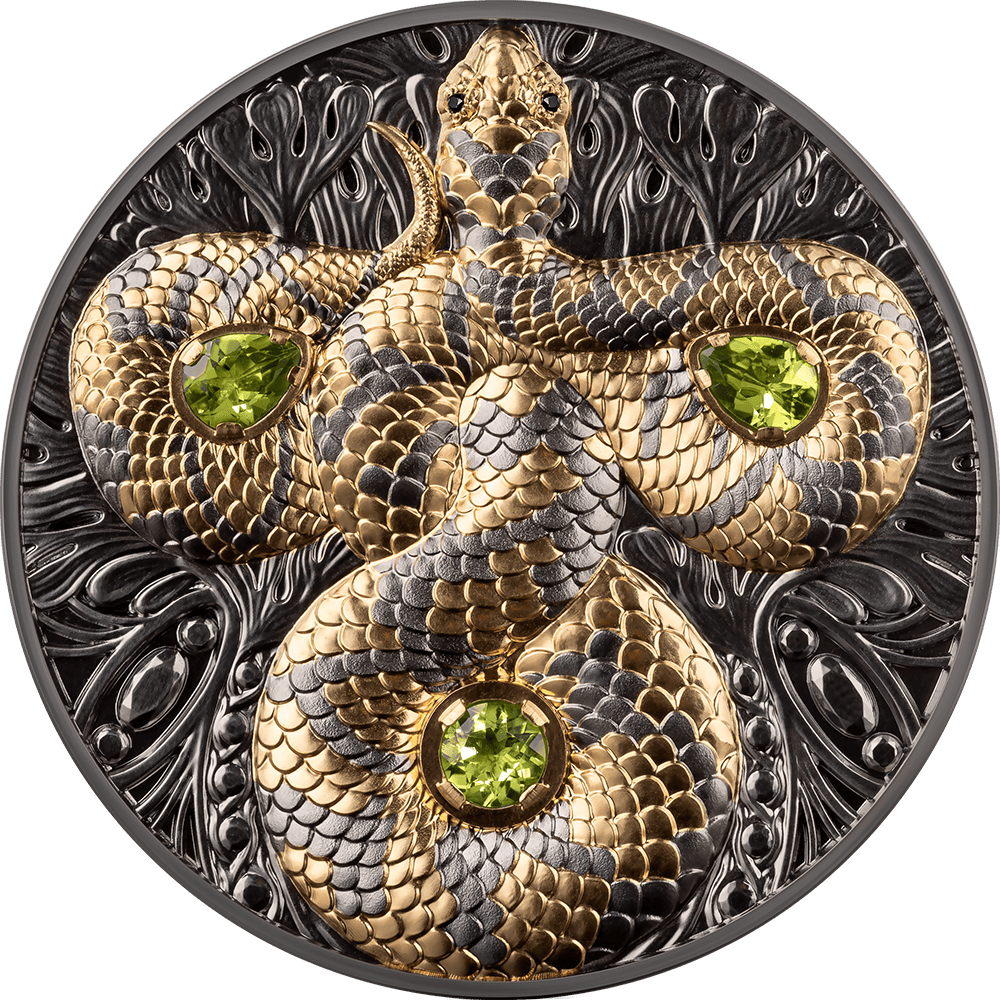 2026 Niue Bliss Snake 5 oz Silver Gilded w/ Black Diamond Inserts