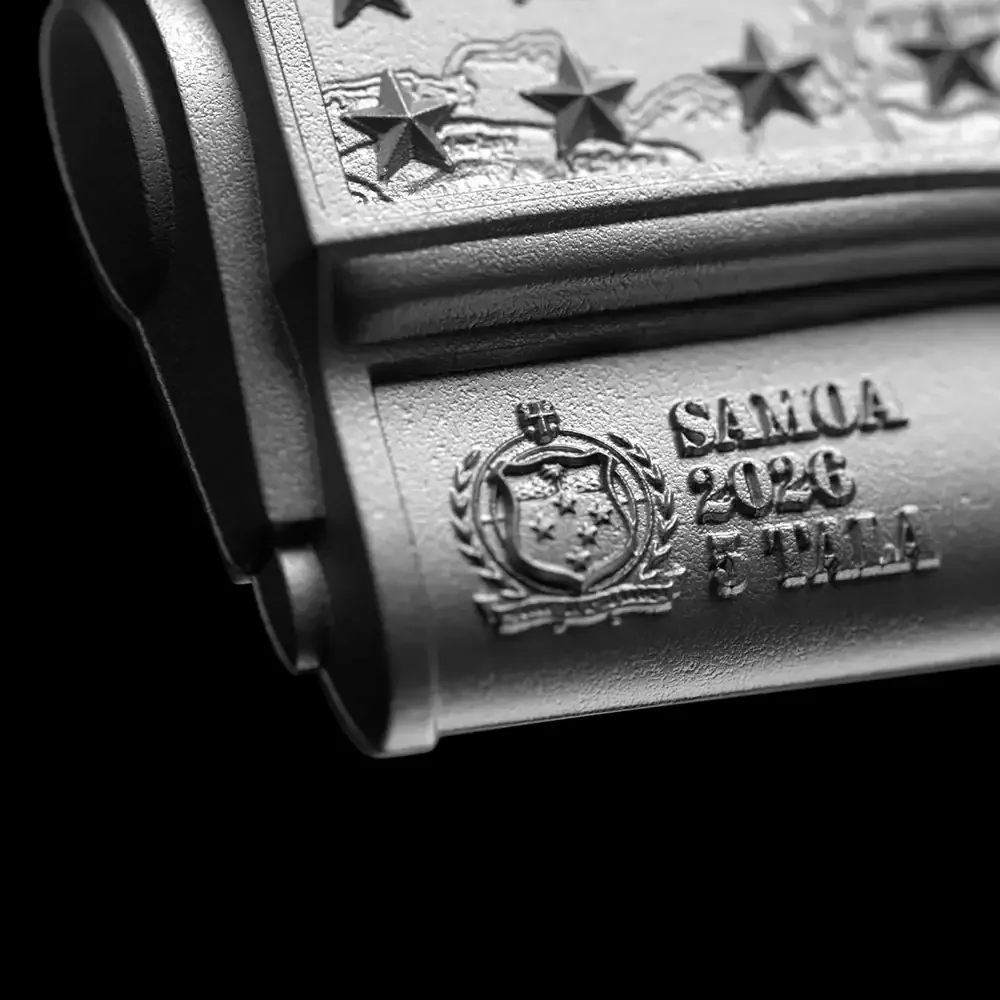 2026-Samoa-1911-General-Pattons-Pistol-2-oz-Silver-3D-Shaped-Antiqued-High-Relief-Coin-GR-Reserve-Samoa.webp