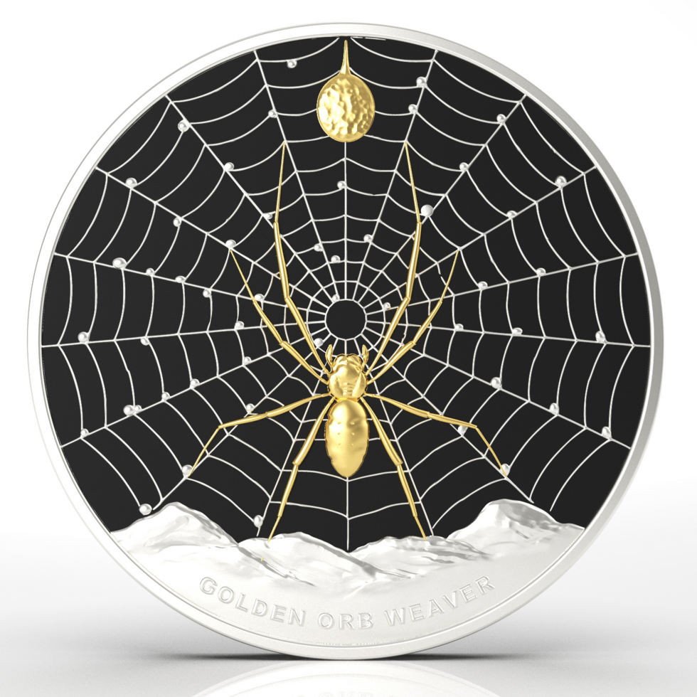 2026 Pitcairn Islands Golden Orb Weaver Spider 1 oz Silver
