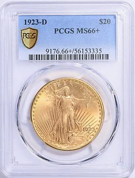 1923-D $20 Saint Gaudens Gold MS66+