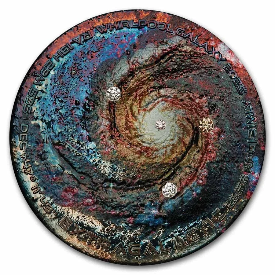 2025 Australia Extragalactic 5 oz Silver Patinaed Coin w/Diamond Inserts