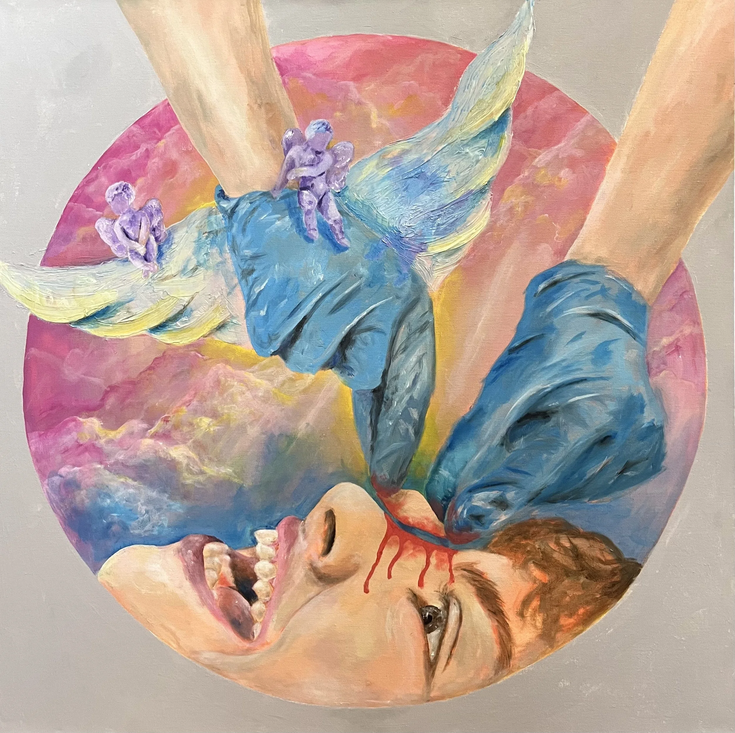 Euphorically Botched, acrylics on 30in x 30in canvas, 2024