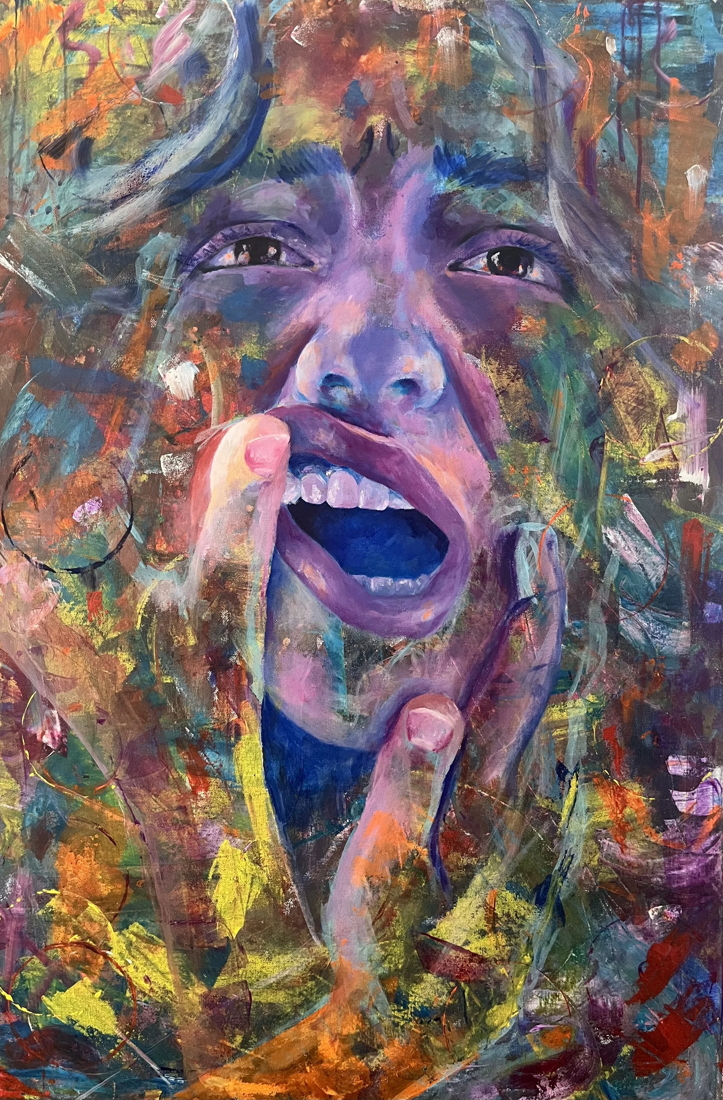 untitled, acrylics on 36in x 48in canvas, 2024