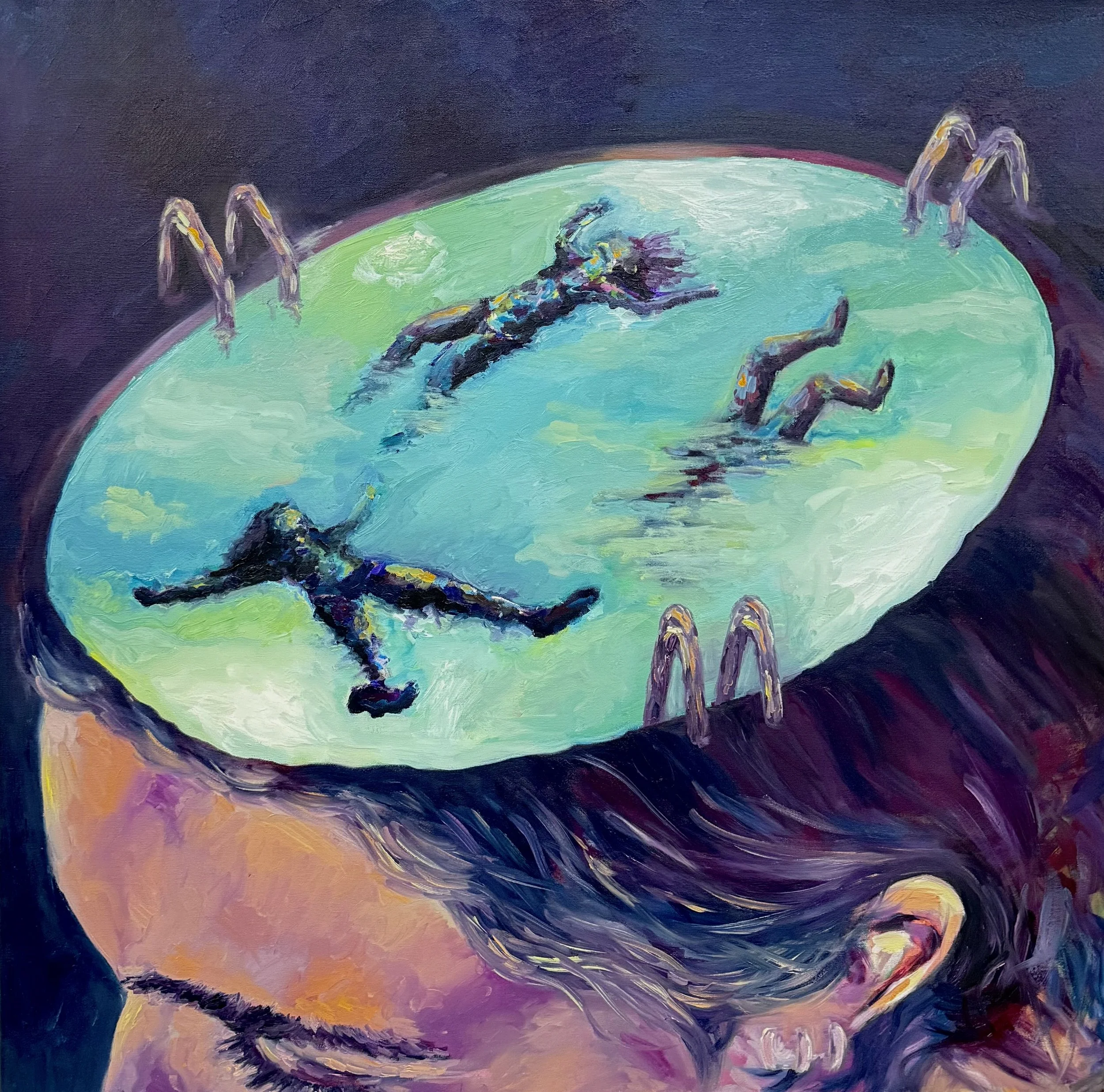 a supposed float for eternity, oils, 2025