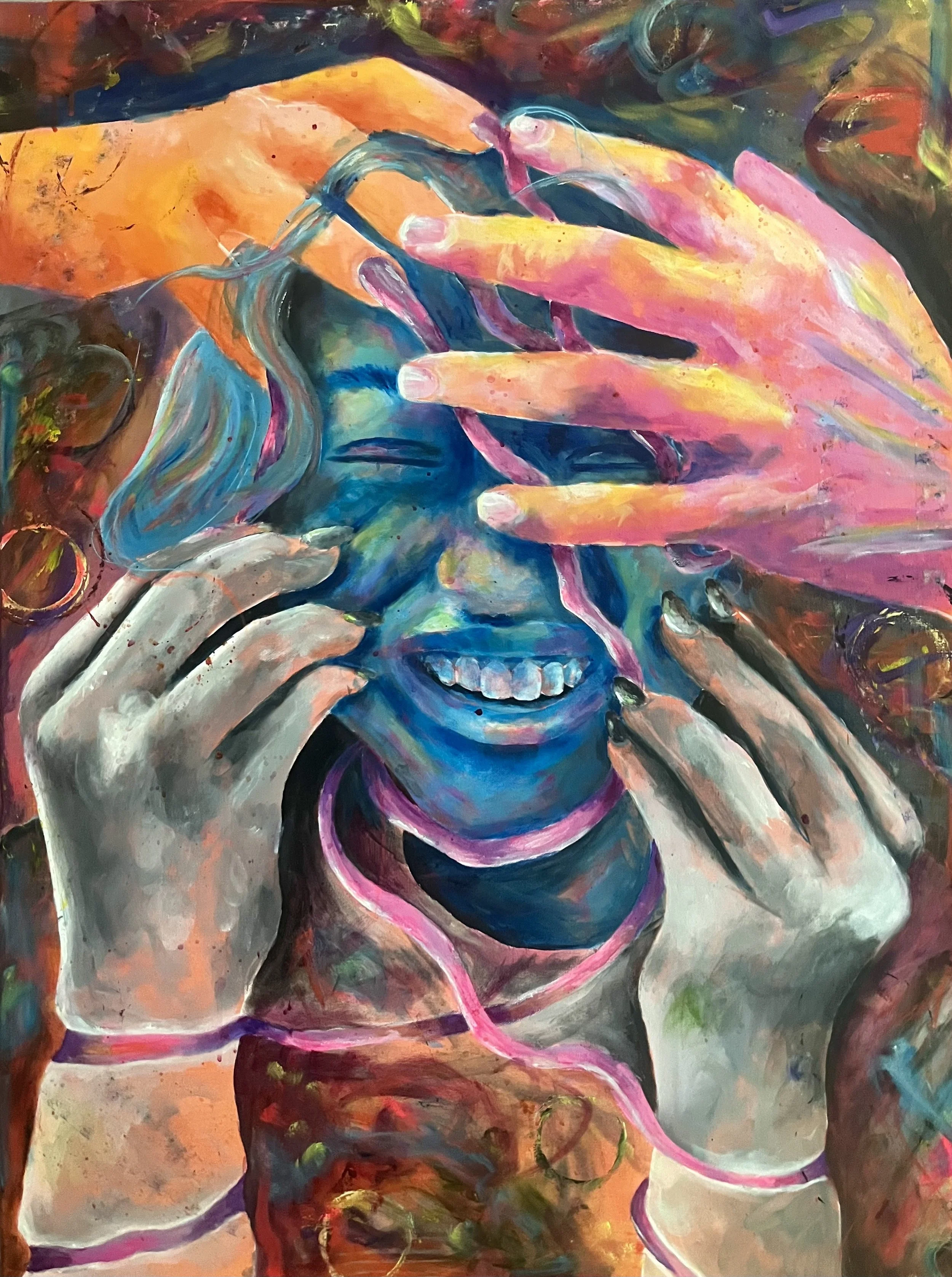 untitled, acrylics on 48in x 36in canvas, 2024