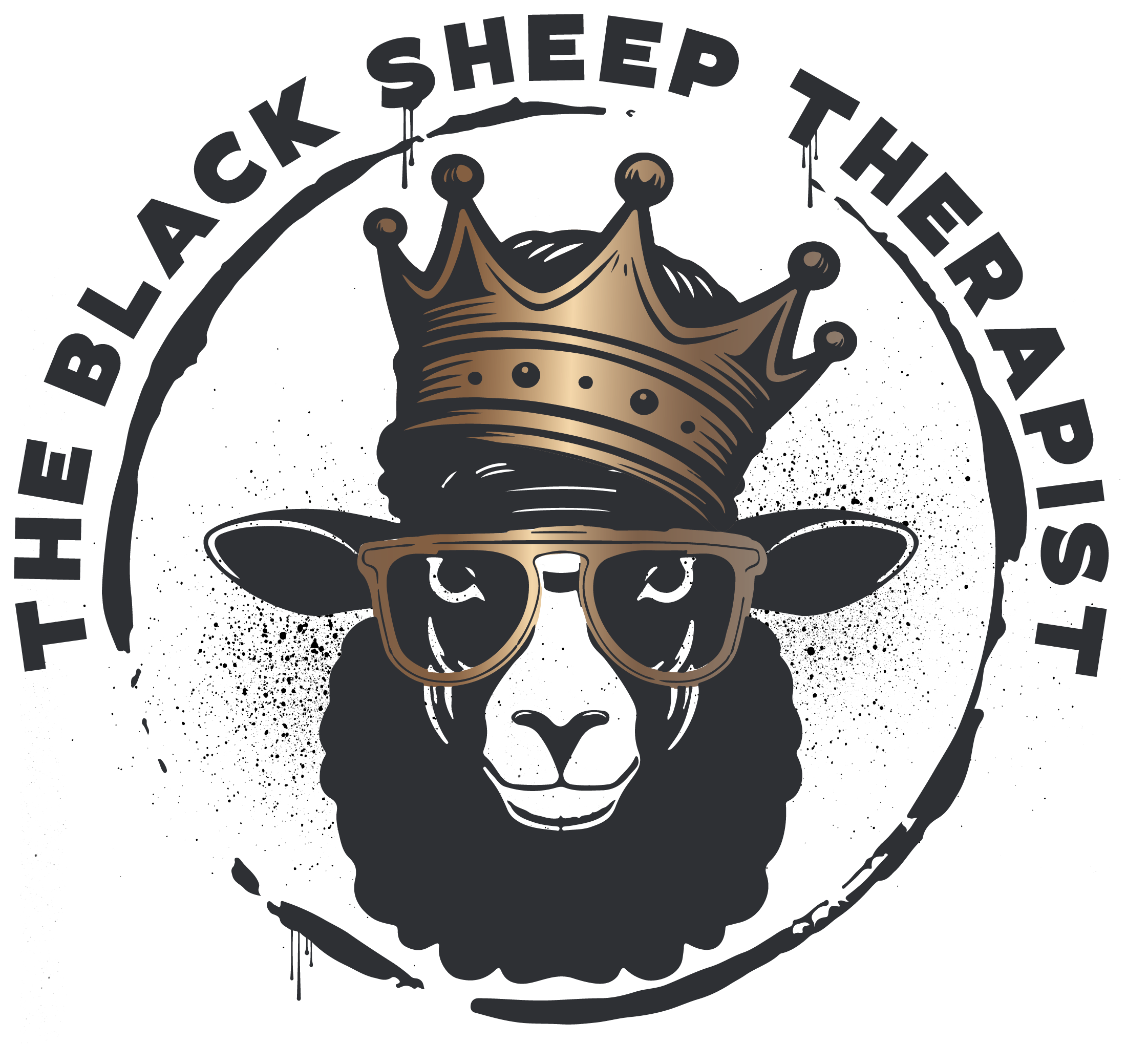 Logo featuring a realistic skull with a crown on top, surrounded by the words "Black Sheep The H.”