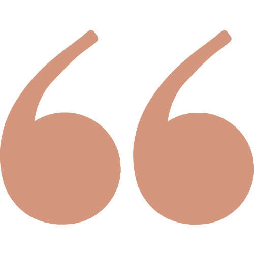 Large brown quotation marks against a black background.