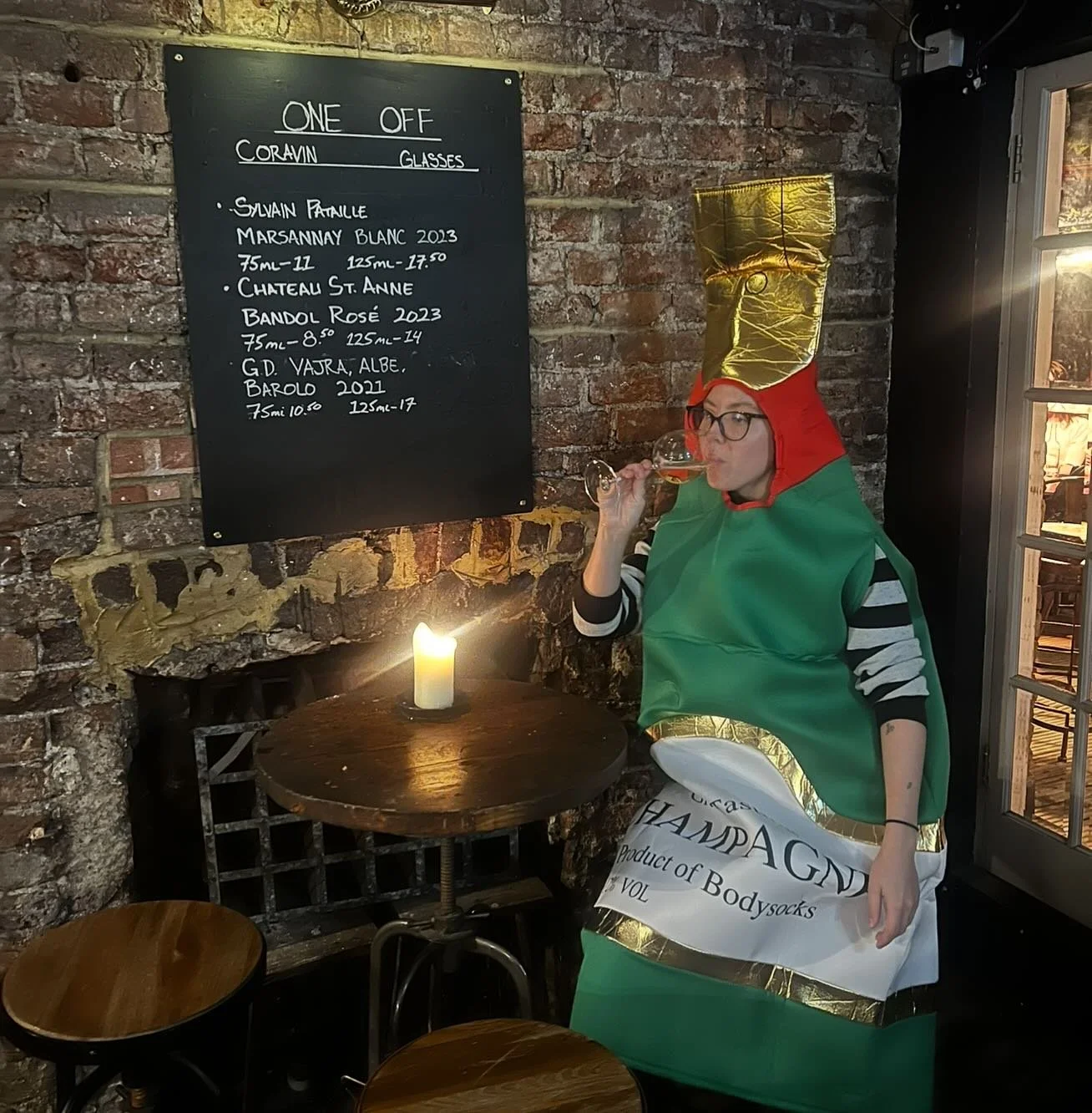 FRIENDS, REGULARS, WINEDRINKERS, POOR-PLANNERS📣 it&rsquo;s Halloween on Friday. Best wine based costume will get a bottle of champagne from Ms champagne herself. Promise it will be a nice one. DRESS TO IMPRESS.