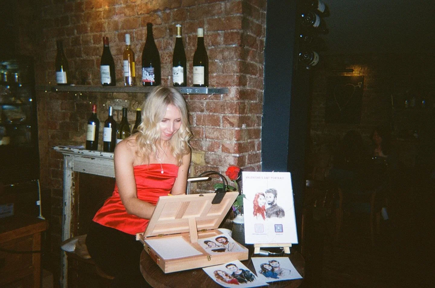 Our event last Valentines. We had live sketches by the lovely @olyadrawslive , Pinot flights and lots of fun. Our next event will be November 20th for Beaujolais Nouveau!! Book a table for &pound;6 Nouveau by the glass and a cheese station to build y