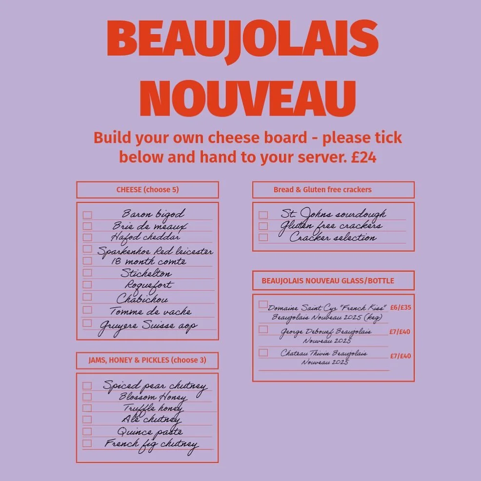 🍇🍇🍇🍇Just one week till Beaujolais nouveau 🍇🍇🍇 🍇 We have doubled our cheese offering for a &quot;build your own board special&ldquo;. You pick the jams, the cheese, crackers or bread. We have 3 different nouveau&lsquo;s for you to sample. Stra
