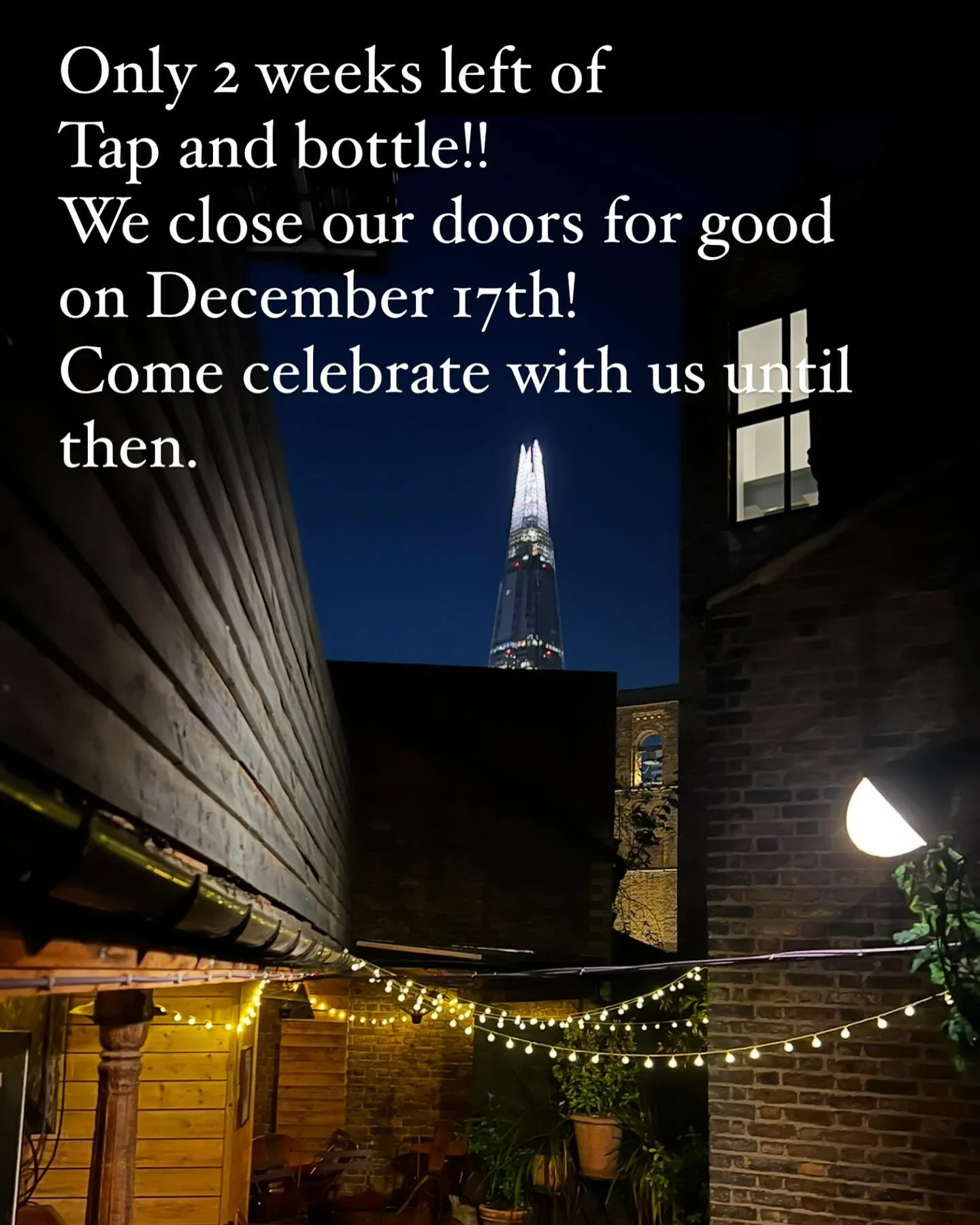 Just a couple more weeks for you to come and drink with us in our lovely old Grade || wine bar. We have high hopes for finding a new site in the new year but would love to see the place out with you. 🙏🙏🙏 We recommend booking as silly season is her