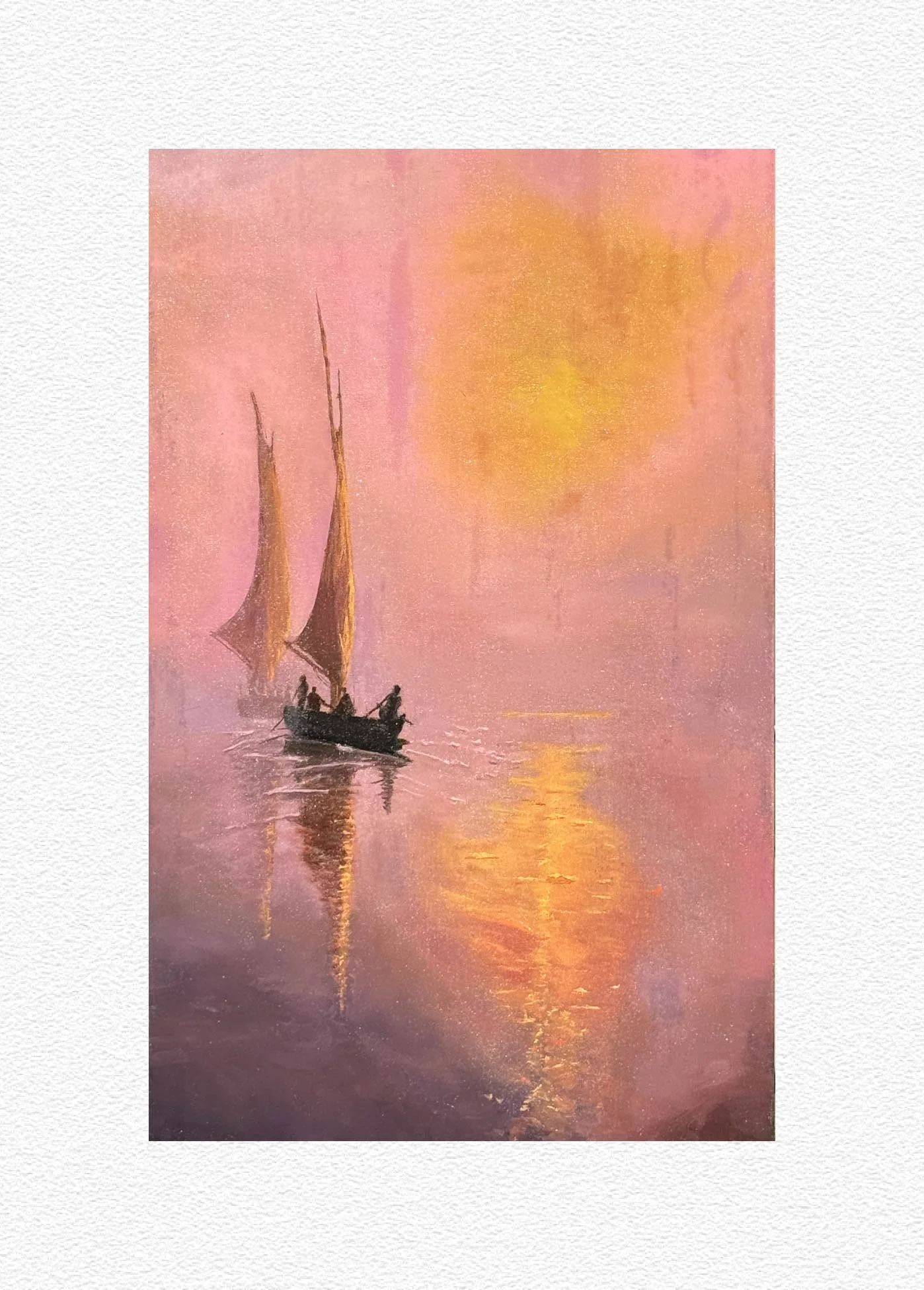 Two Sailboats at Dawn (Master Copy) by Tom Selinske (Archival Print)