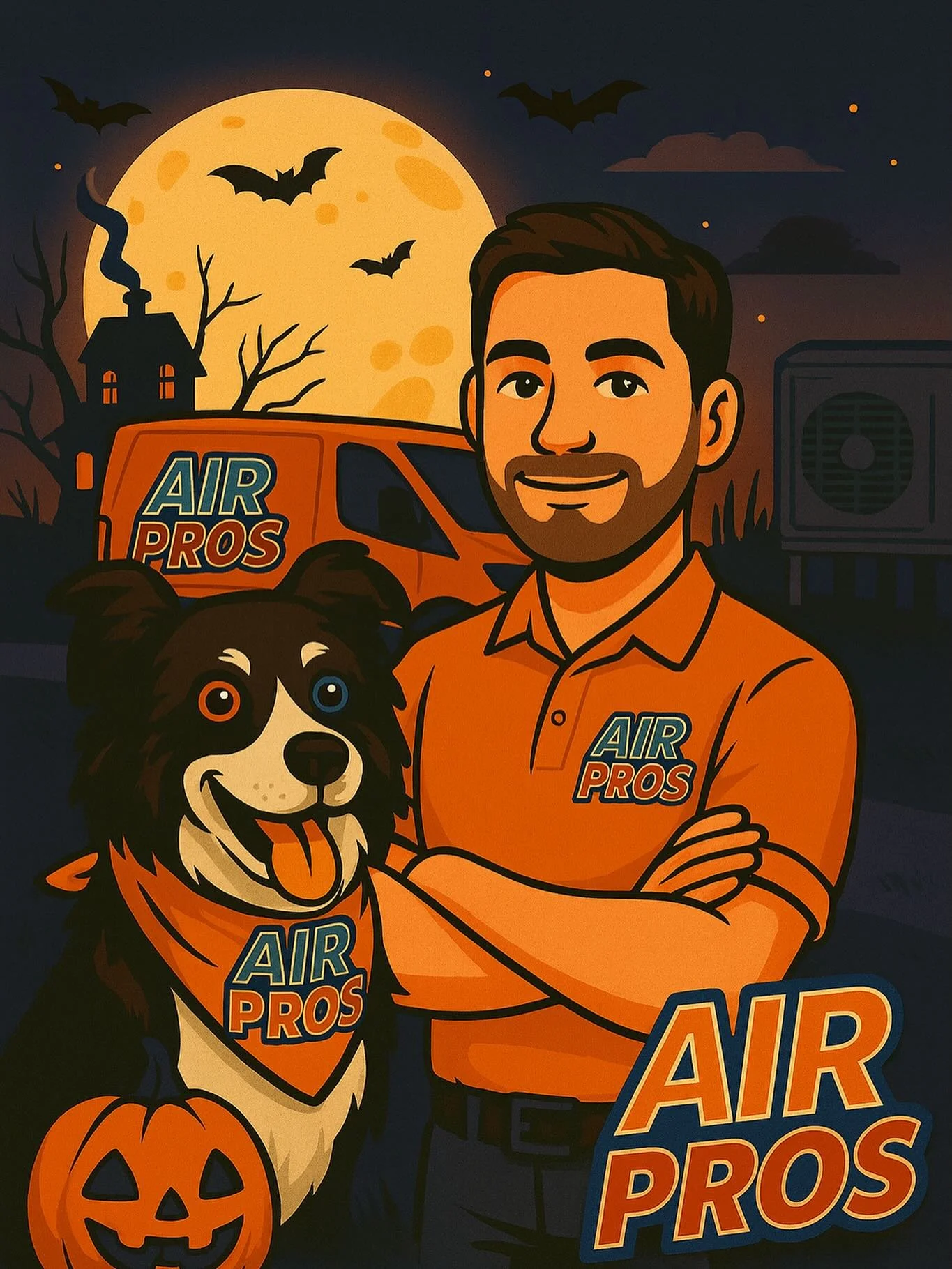 🎃 Happy Halloween from Air Pros! 🎃

Our team (and our furry helper 🐾) are all treats &mdash; no tricks &mdash; when it comes to keeping your home cool, comfortable, and safe this spooky season!

🍂 Whether your AC is howling, your heater&rsquo;s g