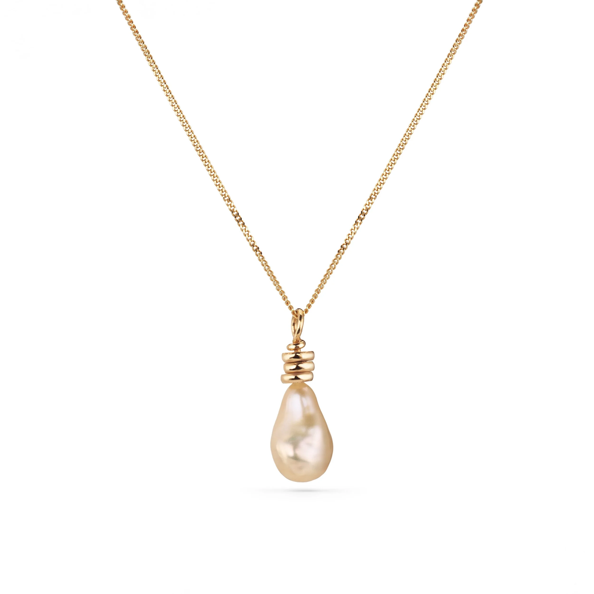 Abacus keshi pearl necklace, 9ct gold