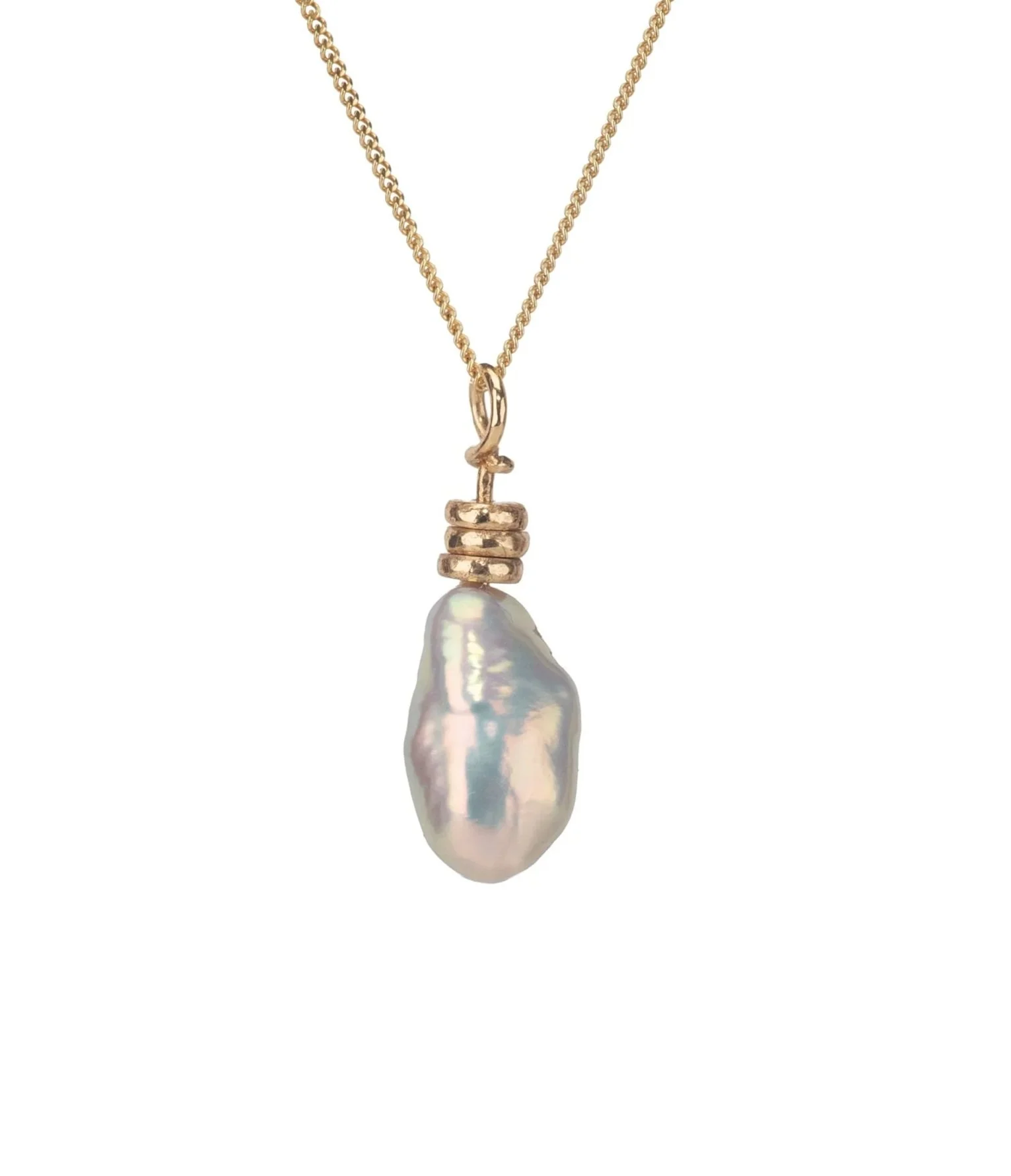 Abacus keshi pearl necklace, 9ct gold