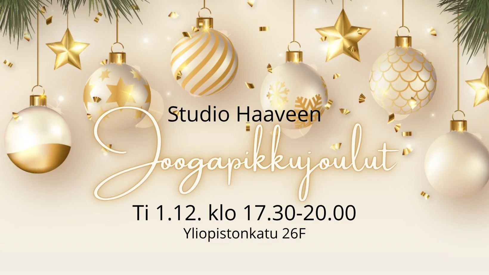 Studio Haaveen joogapikkujoulut 1.12. klo 17.30-20.00